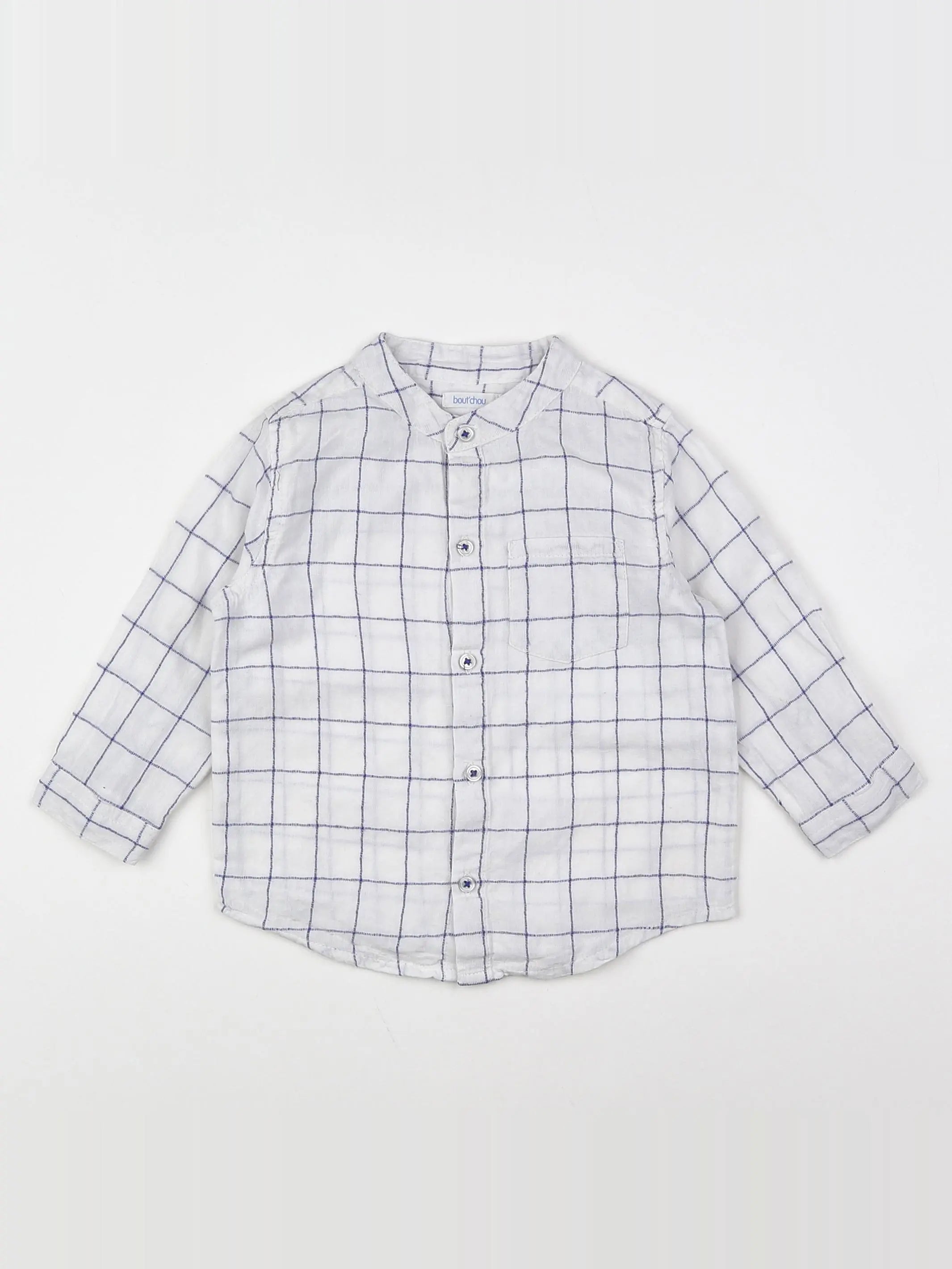 Boutchou - chemise blanc, bleu - 12 mois