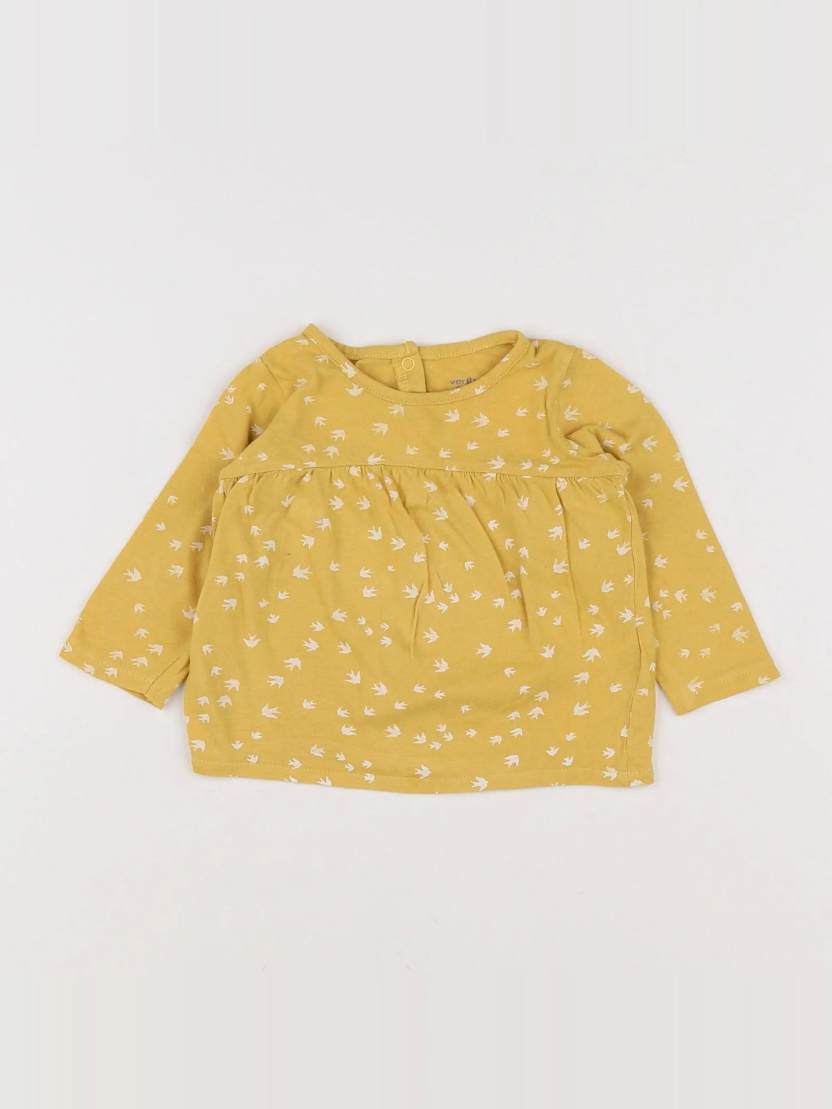 Vertbaudet - tee-shirt jaune, blanc - 6 mois