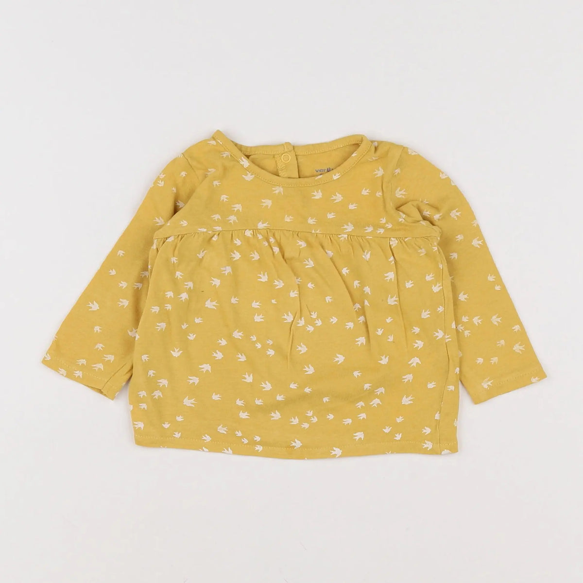 Vertbaudet - tee-shirt jaune, blanc - 6 mois