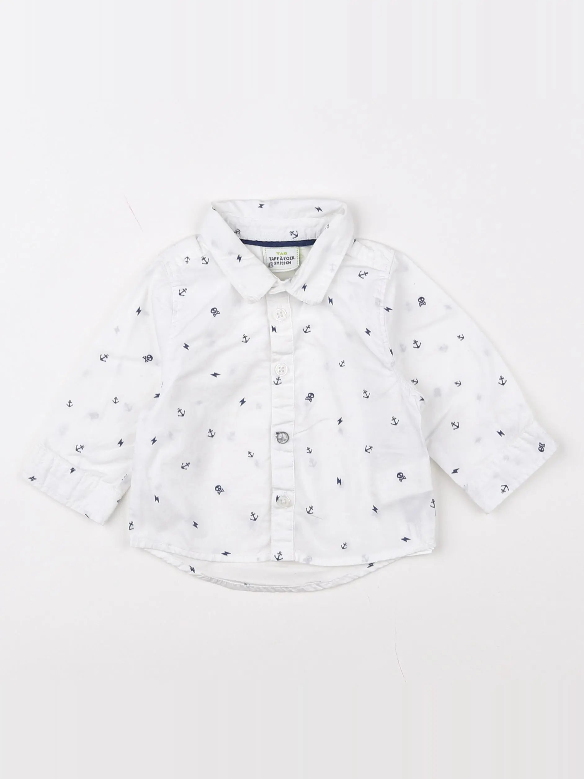 Tape à l'oeil - chemise blanc, bleu - 3 mois