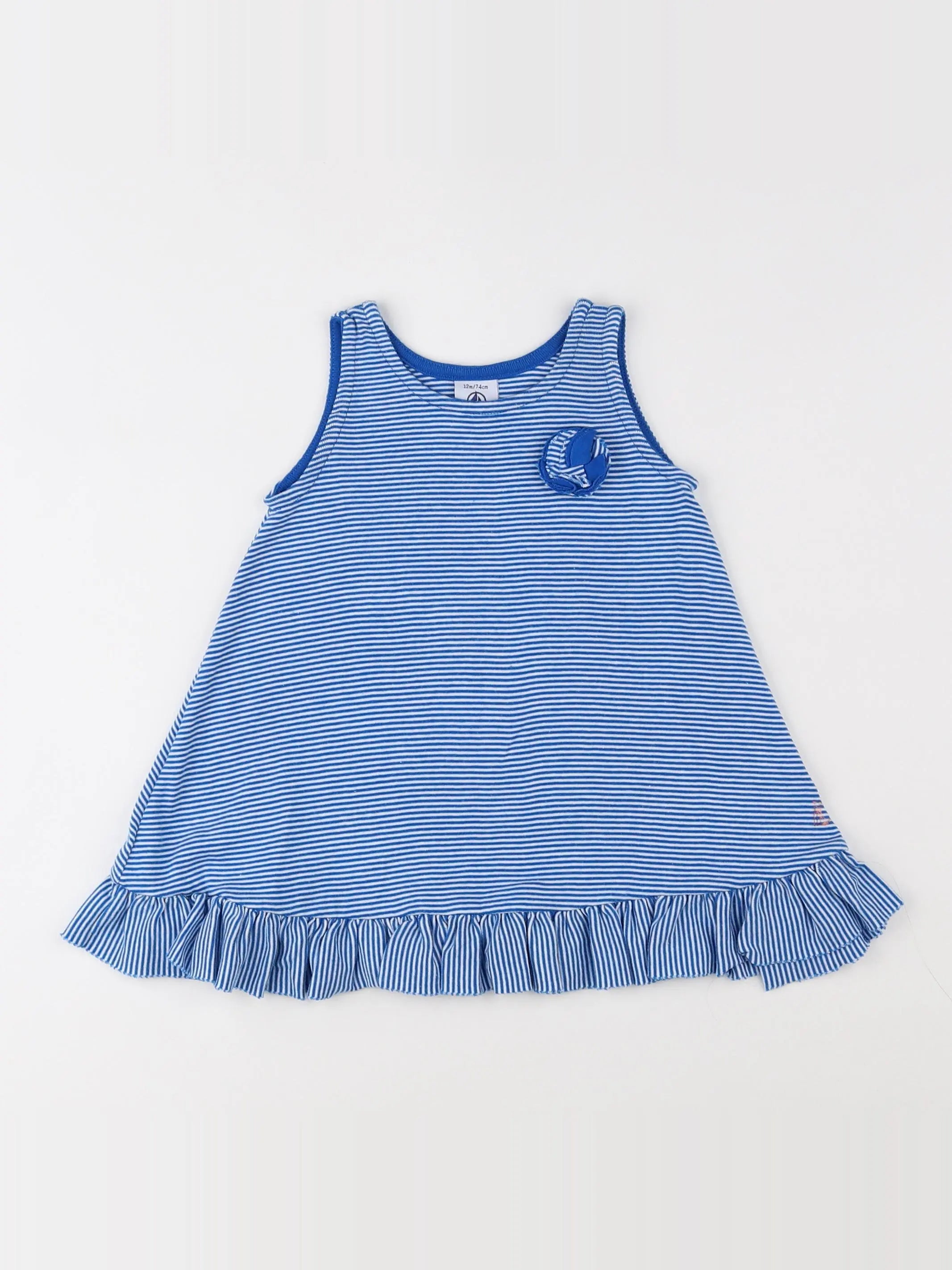 Petit Bateau - robe bleu - 12 mois