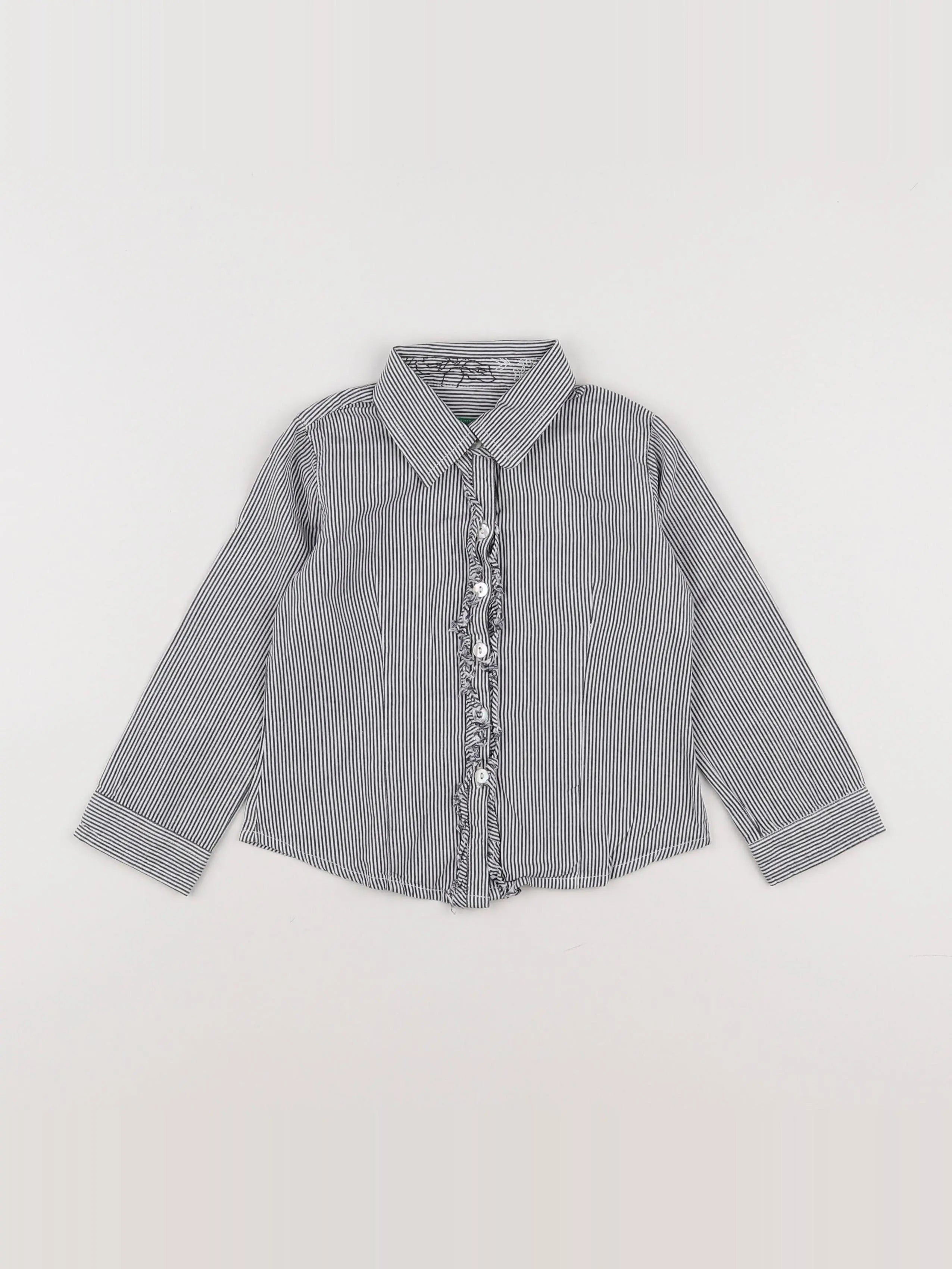 Benetton - chemise bleu, blanc - 2 ans