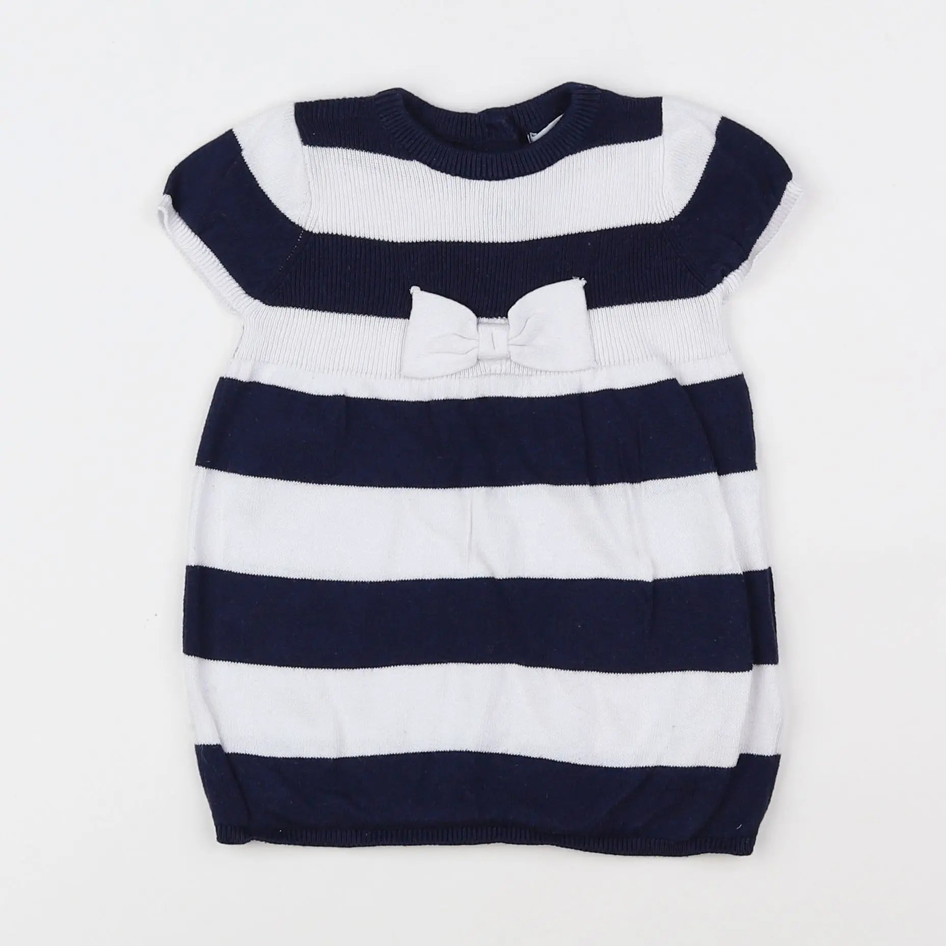 Vertbaudet - robe blanc, bleu - 9 mois