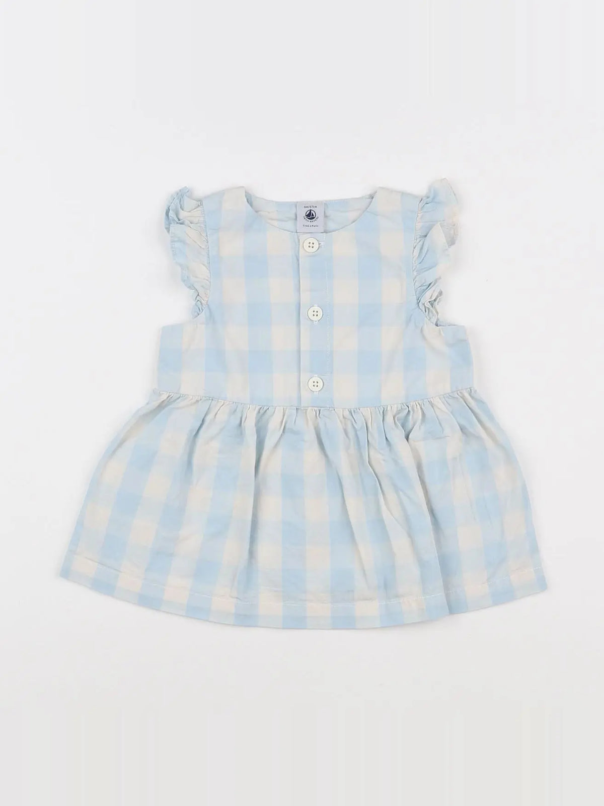 Petit Bateau - robe bleu, blanc - 6 mois