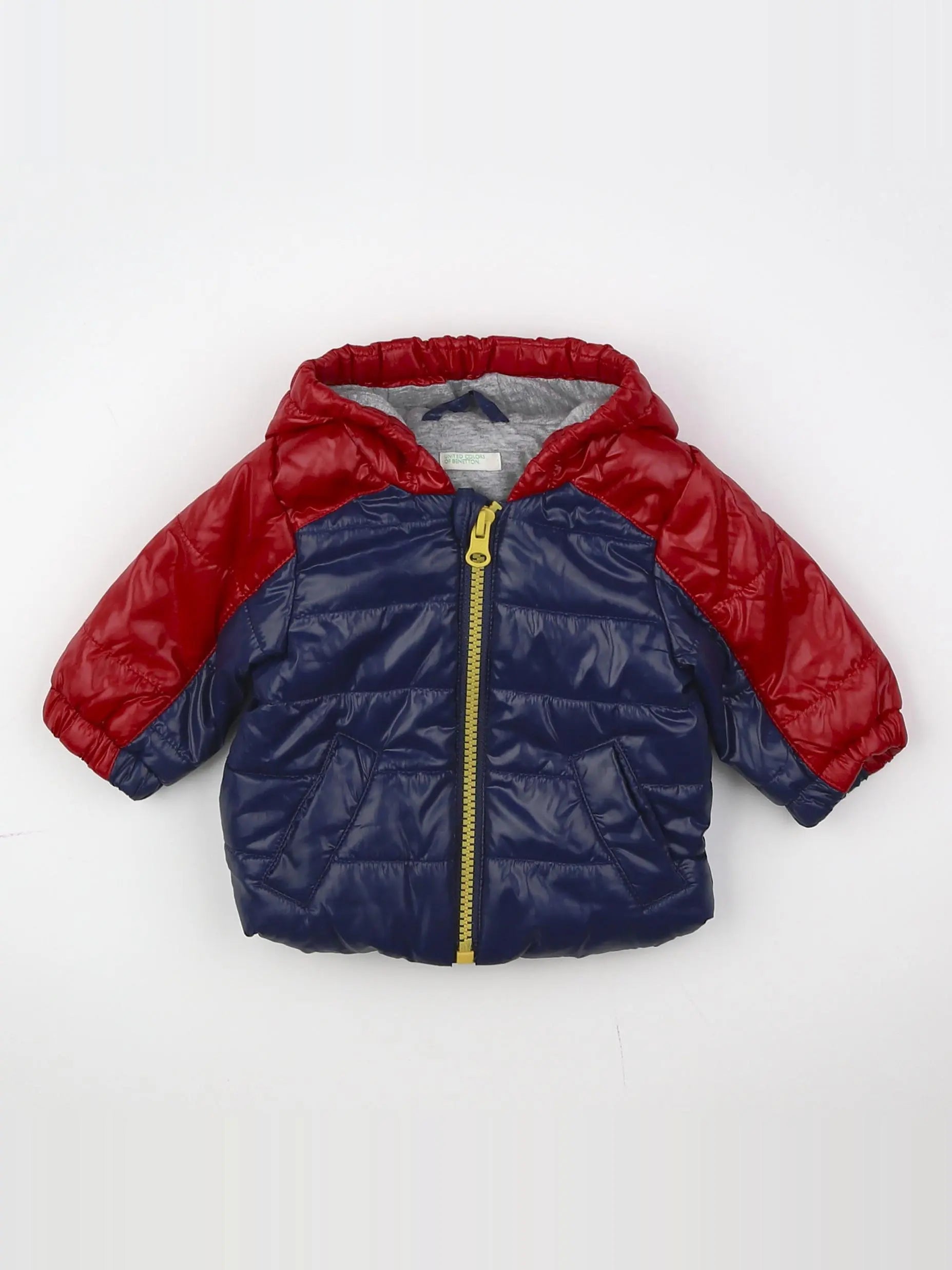 Benetton - doudoune bleu, rouge - 1/3 mois