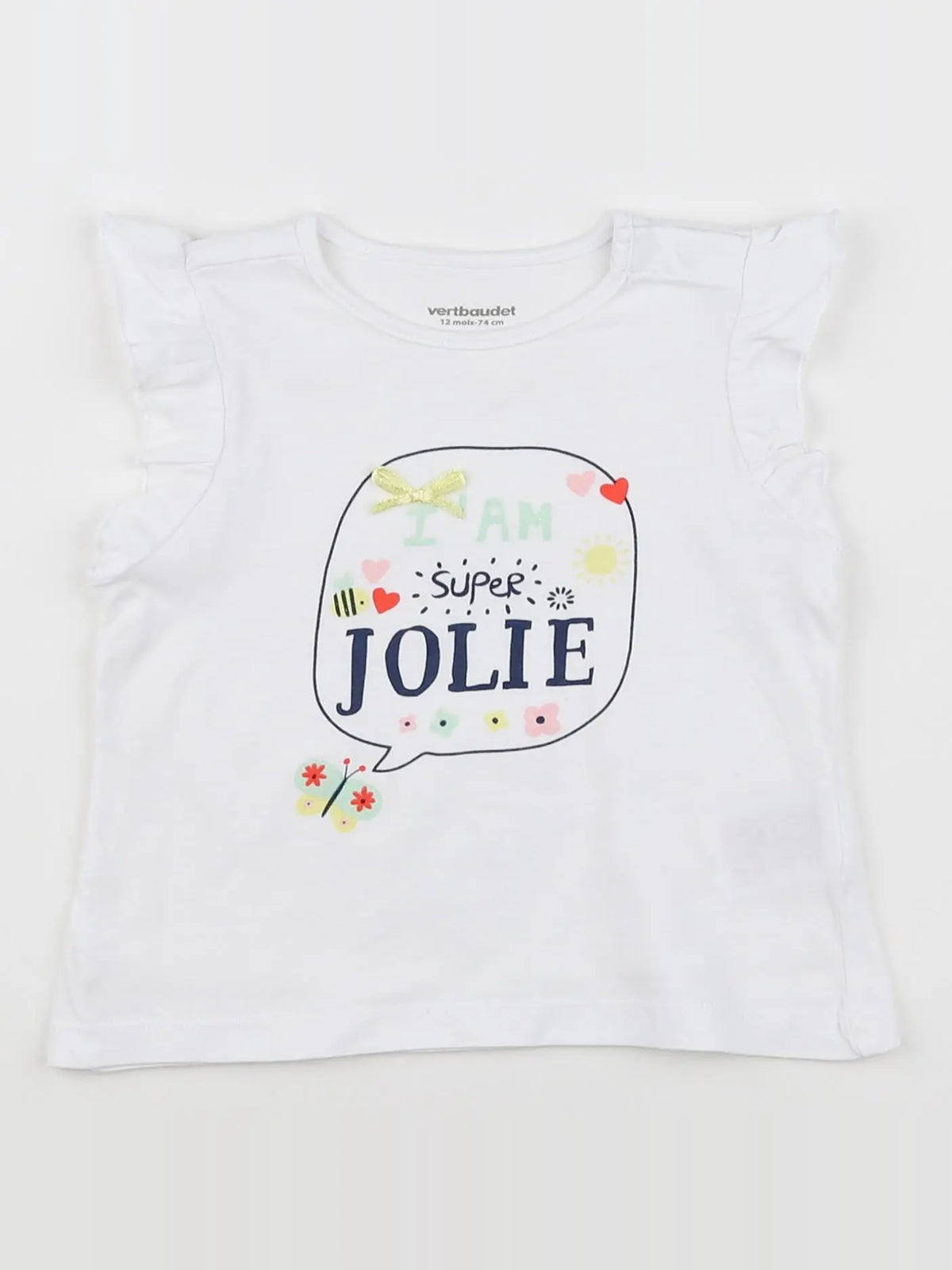 Vertbaudet - tee-shirt blanc - 12 mois