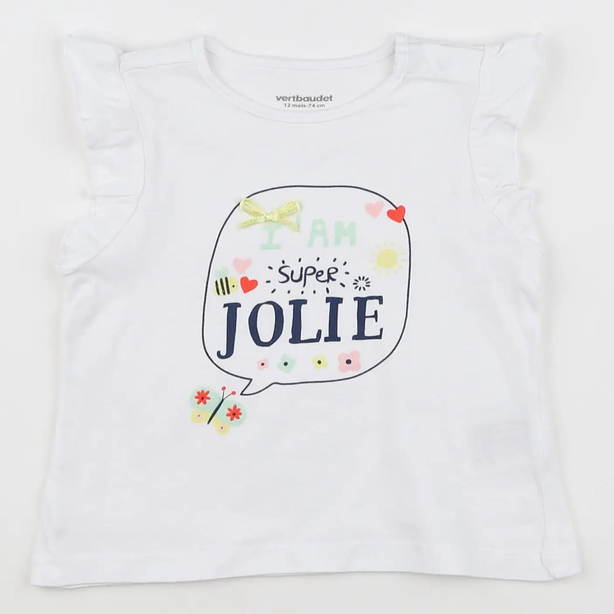 Vertbaudet - tee-shirt blanc - 12 mois