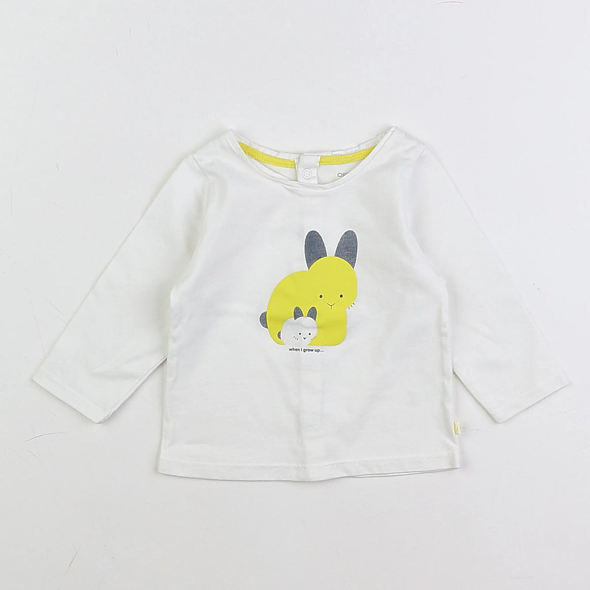 Vertbaudet - tee-shirt blanc, jaune - 6 mois