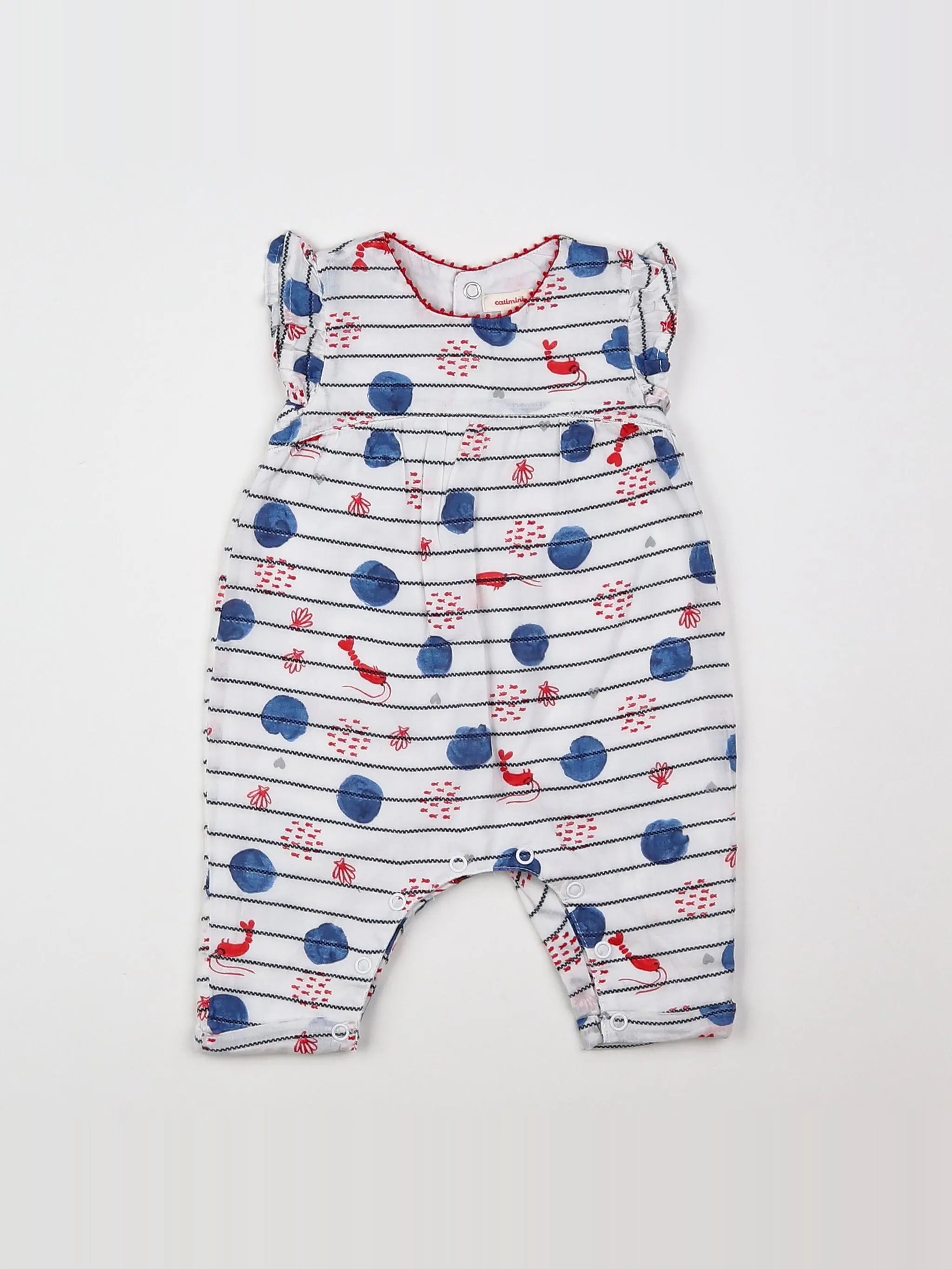 Catimini - combinaison blanc, bleu, rouge - 1 mois