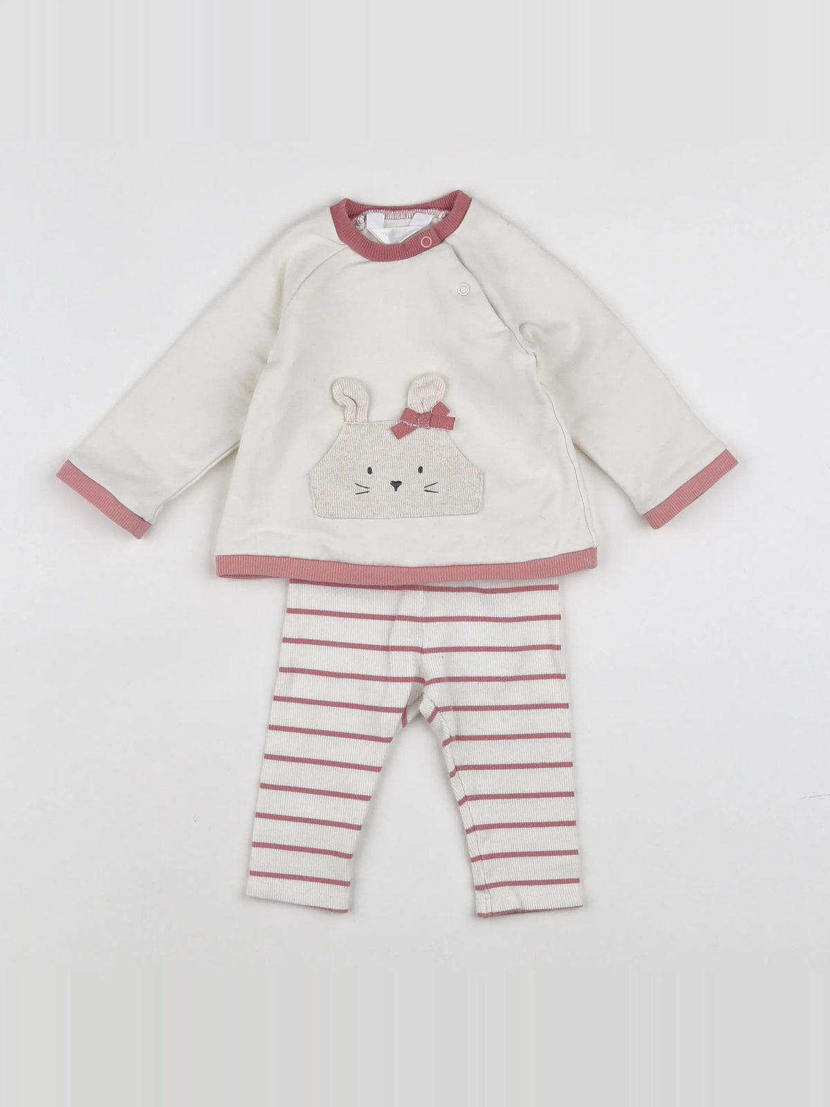 Mayoral - ensemble blanc, rose - 3 mois