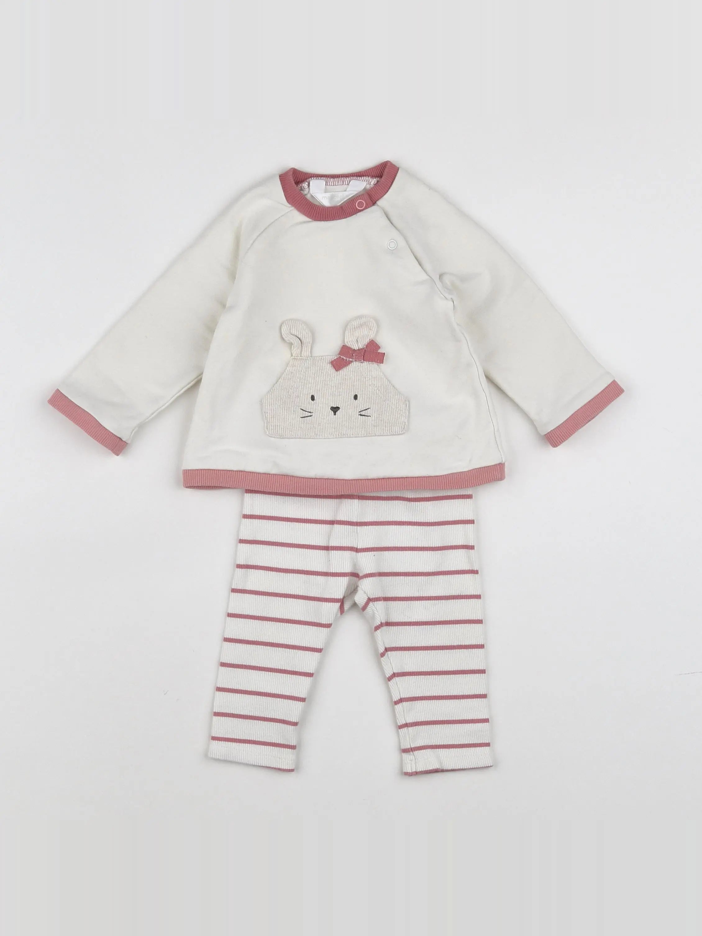 Mayoral - ensemble blanc, rose - 3 mois