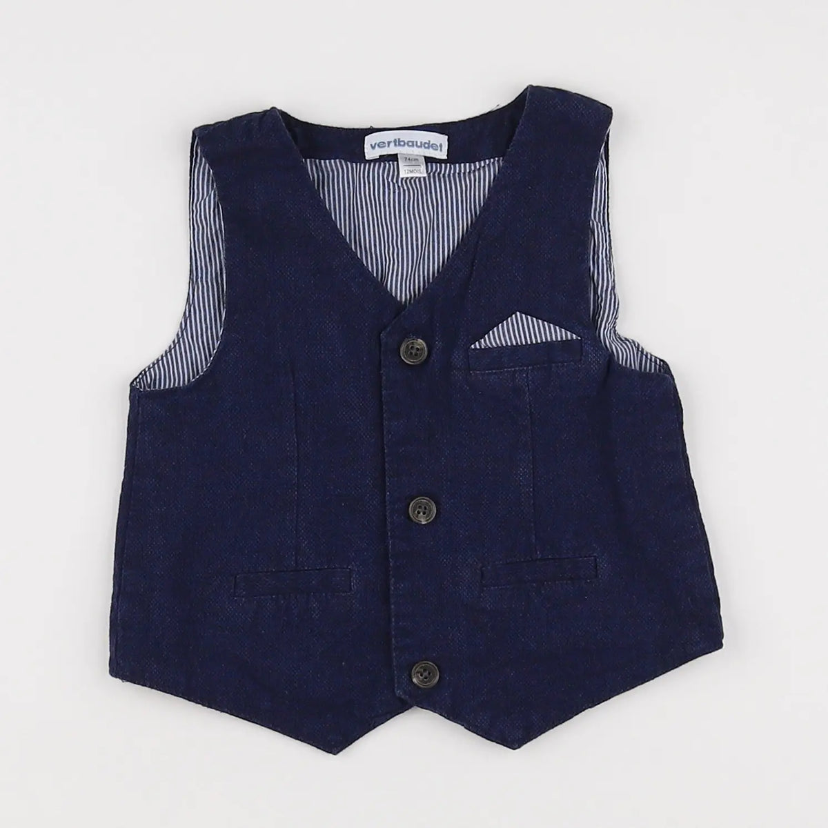 Vertbaudet - gilet bleu - 12 mois