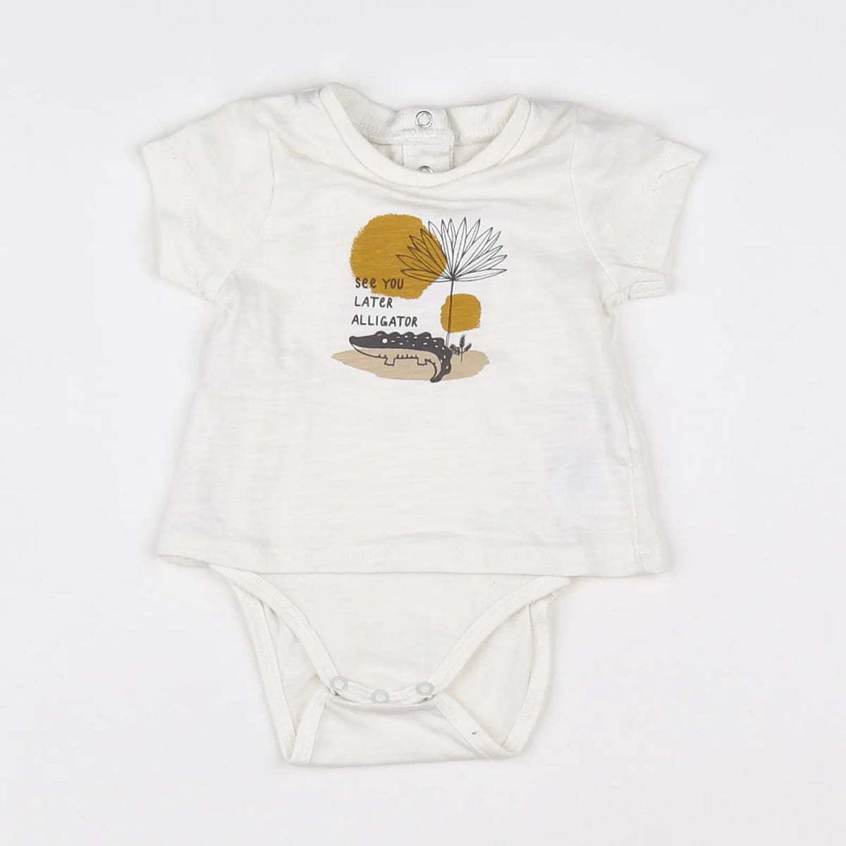 Vertbaudet - body vetement blanc, jaune - 1 mois