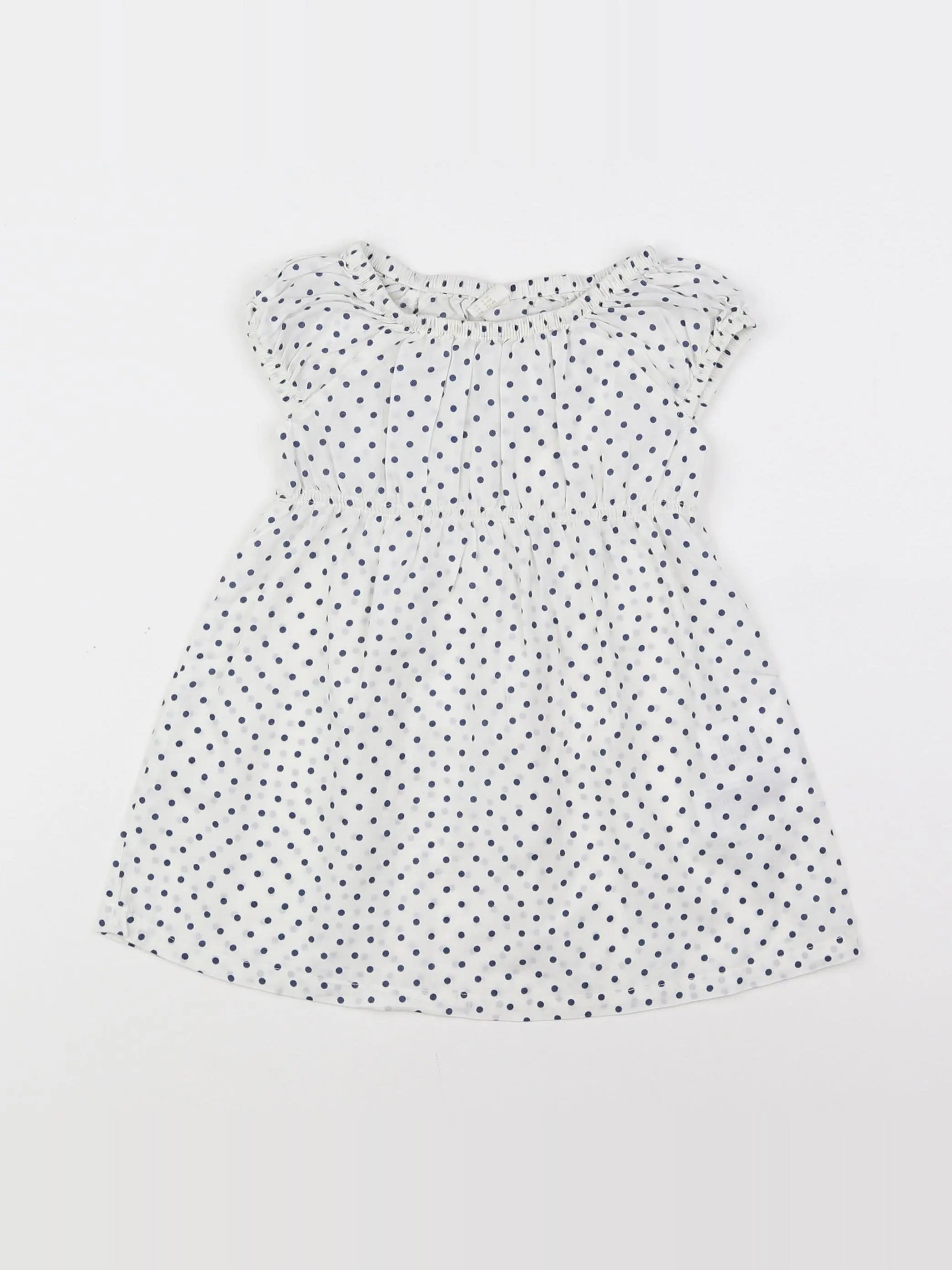 H&M - robe blanc, bleu - 6/9 mois