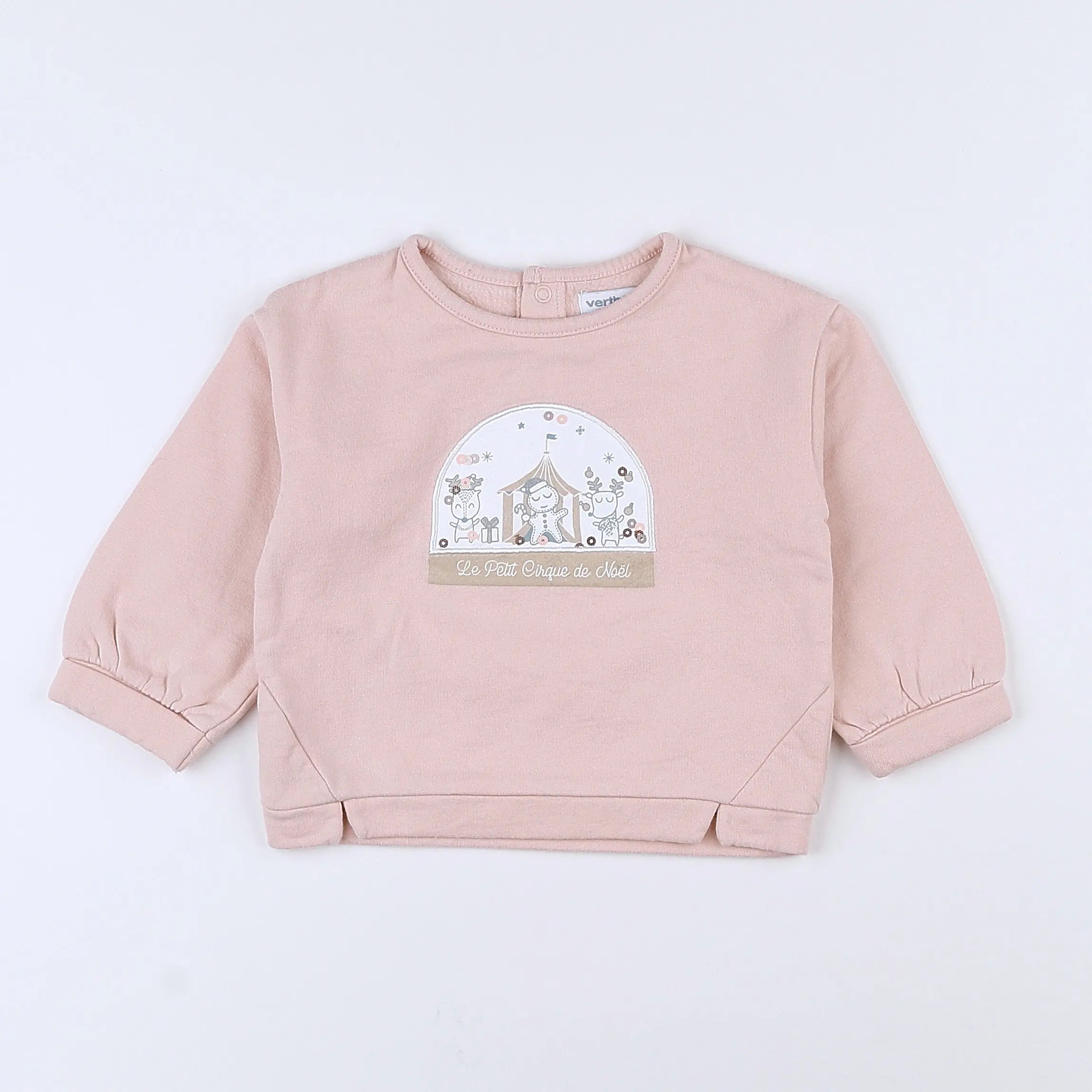 Vertbaudet - sweat rose - 12 mois