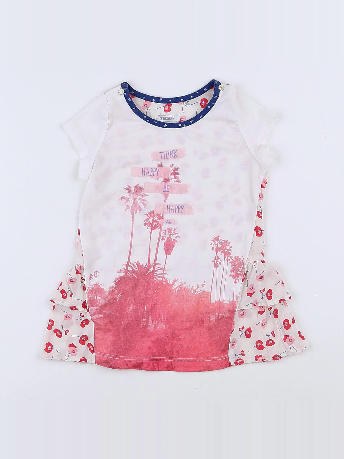 IKKS - robe blanc, rose - 12 mois