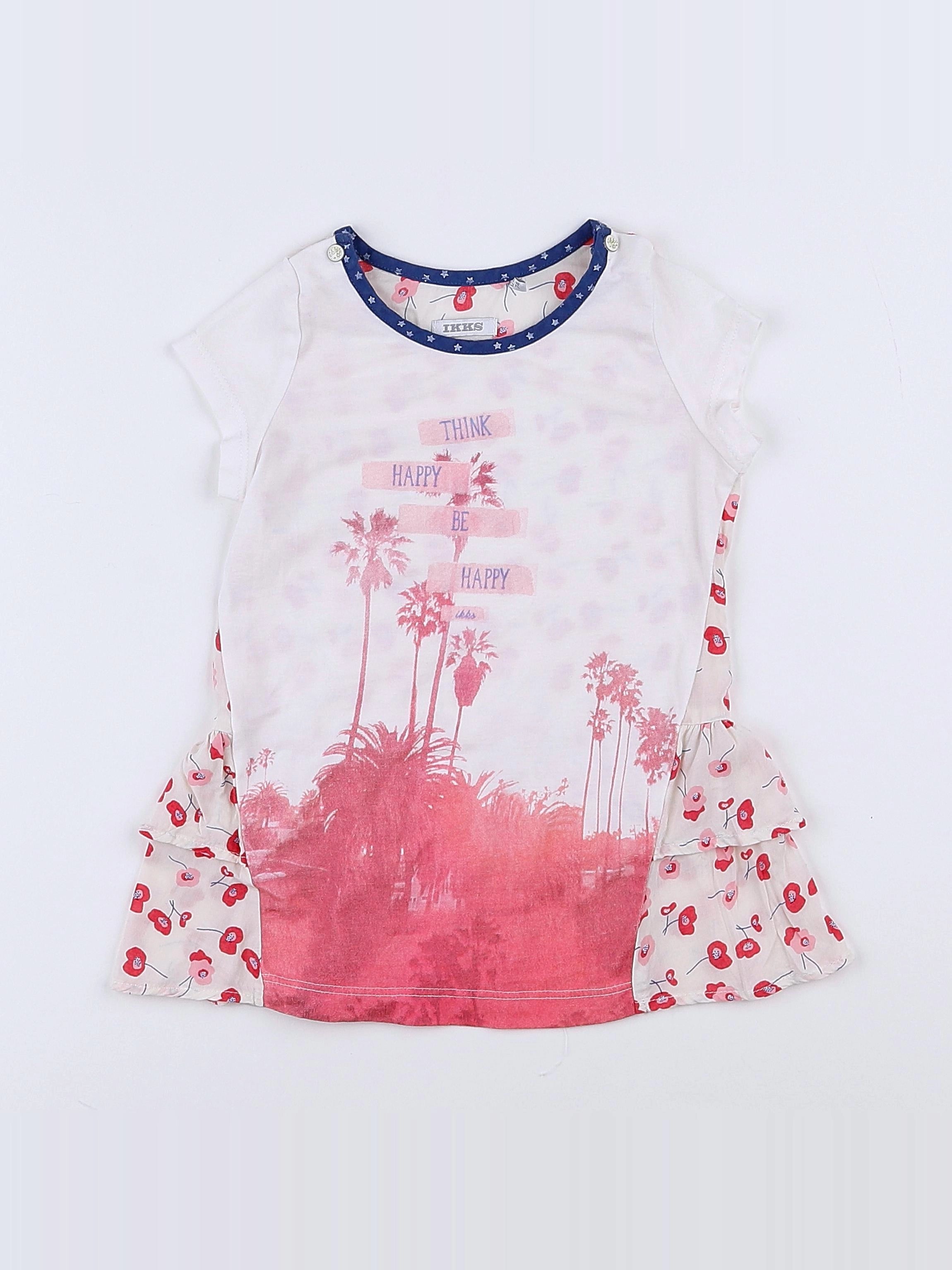 IKKS - robe blanc, rose - 12 mois