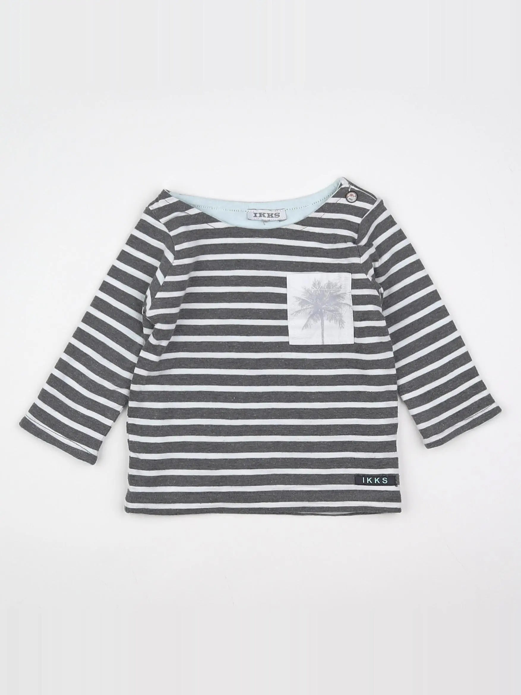 IKKS - tee-shirt gris, blanc - 3 mois
