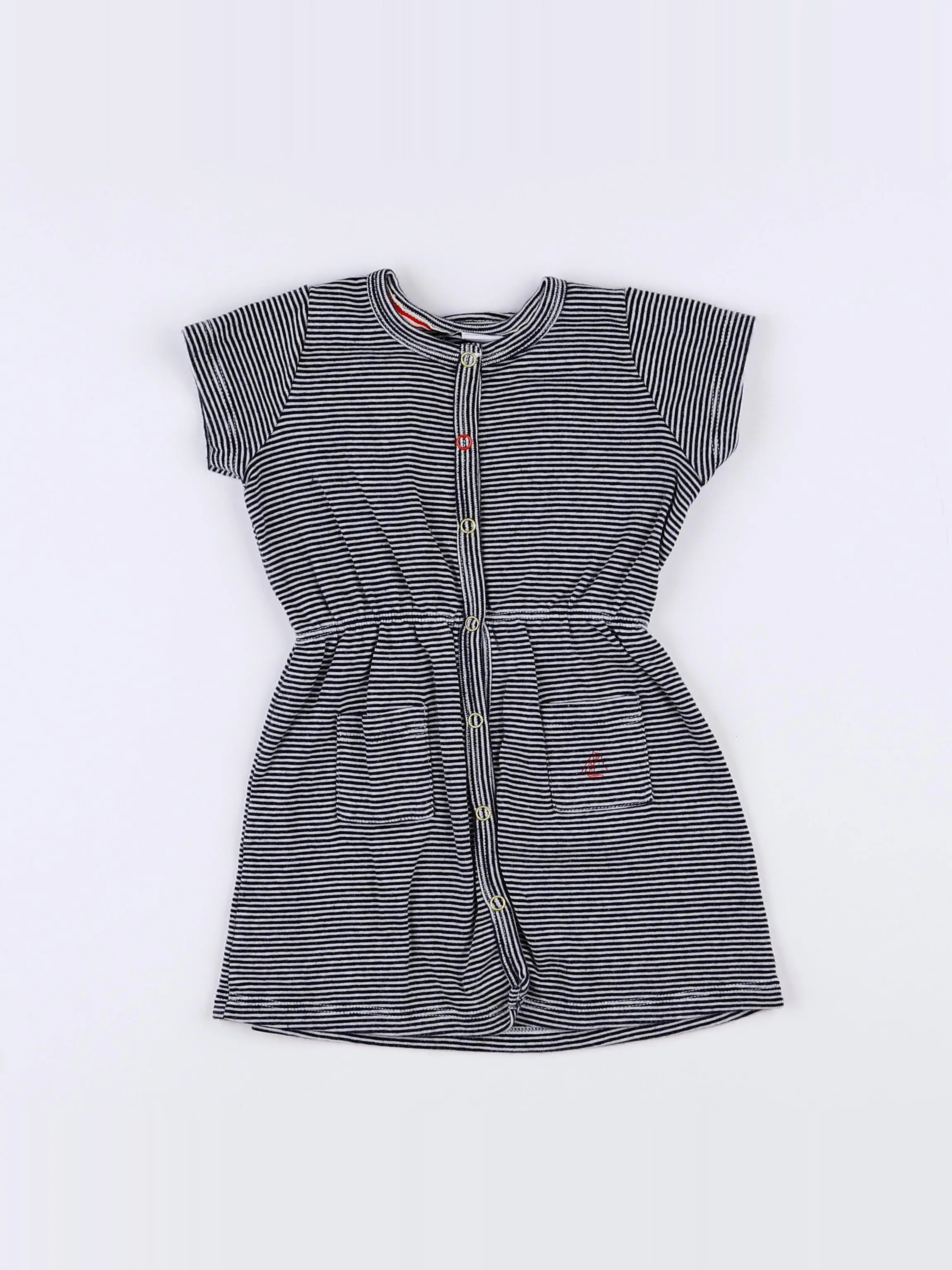 Petit Bateau - robe bleu, blanc - 12 mois
