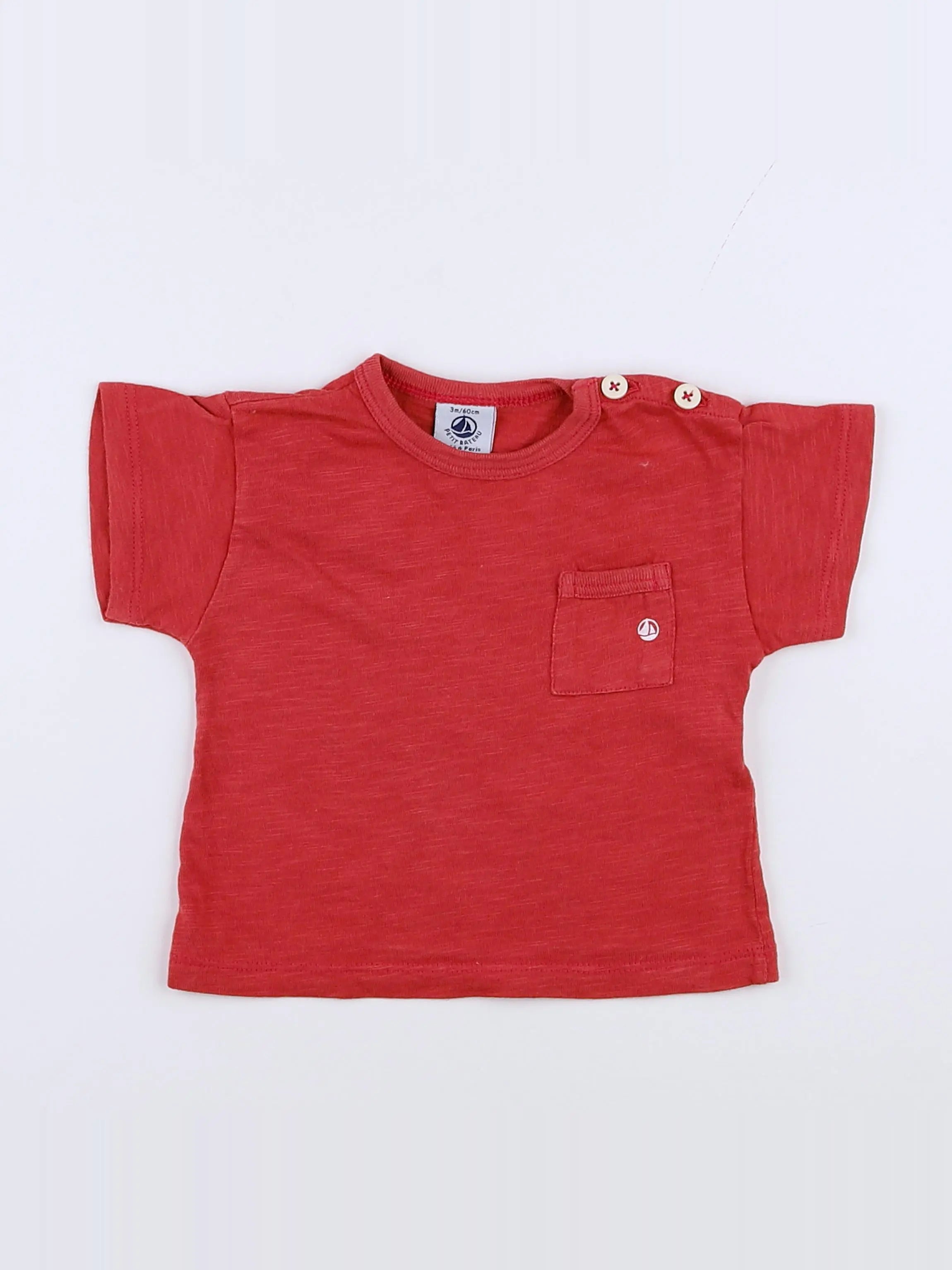 Petit Bateau - tee-shirt rouge - 3 mois