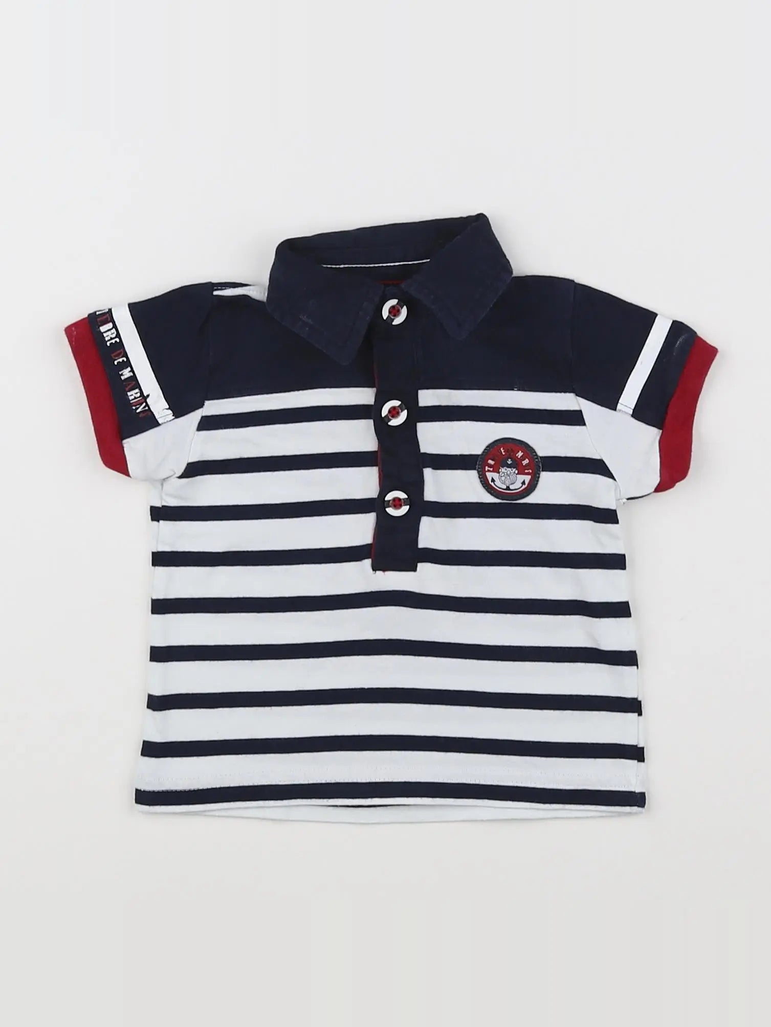 Terre de marins - polo blanc, bleu - 6 mois