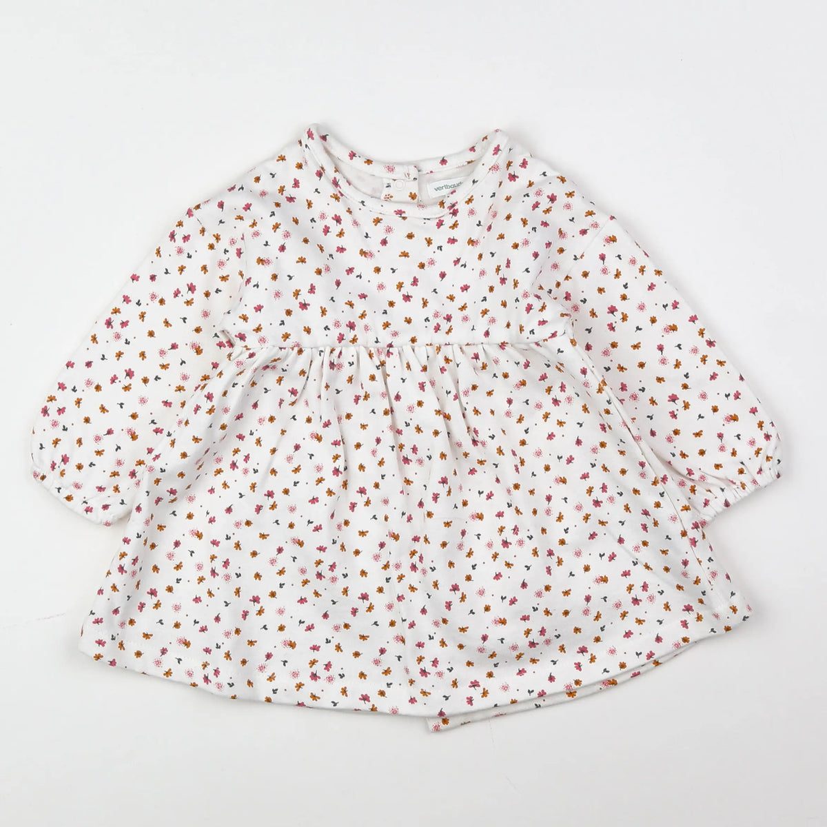 Vertbaudet - robe blanc, rose, orange - 9 mois