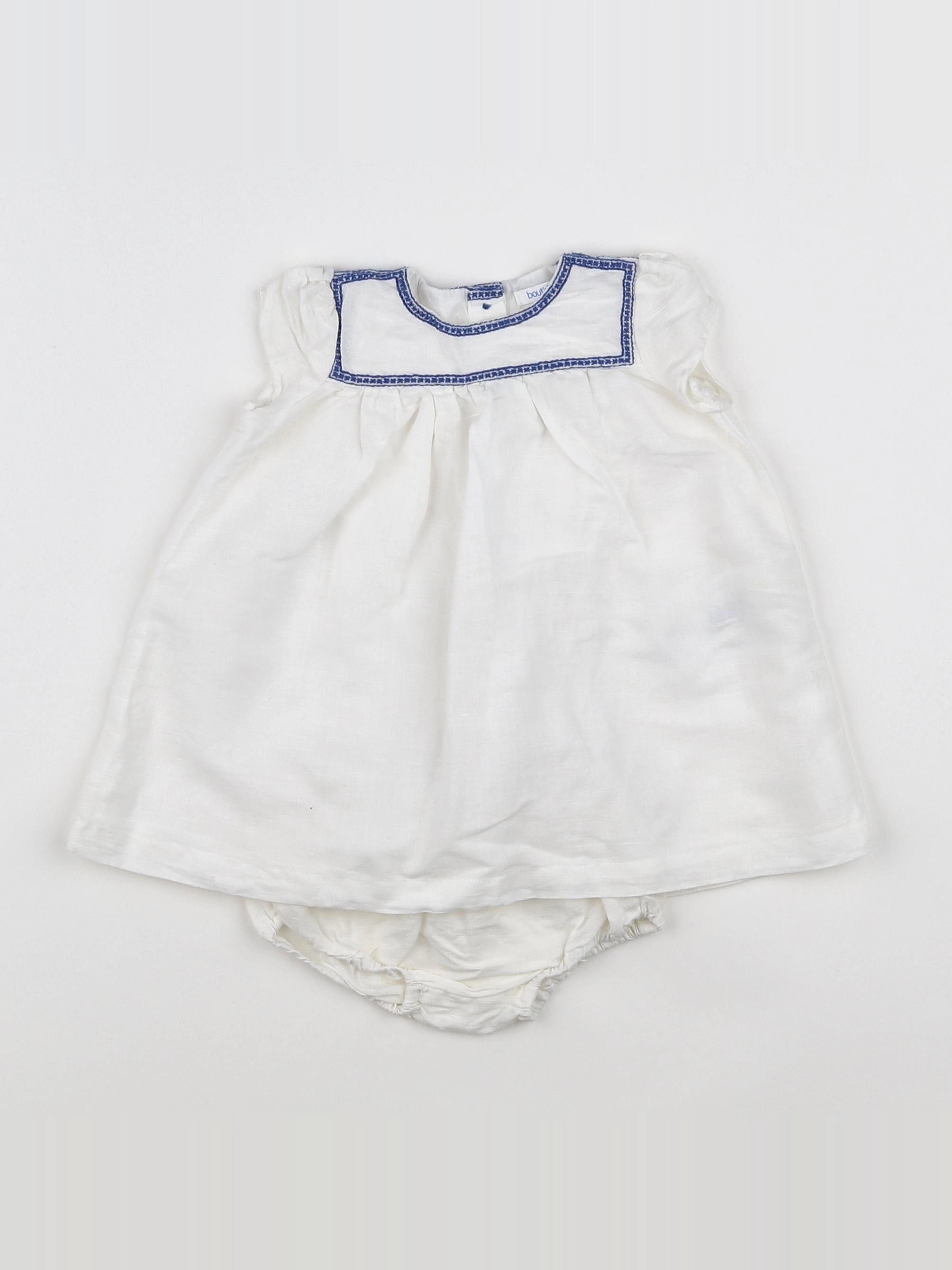 Boutchou - robe blanc, bleu - 3 mois