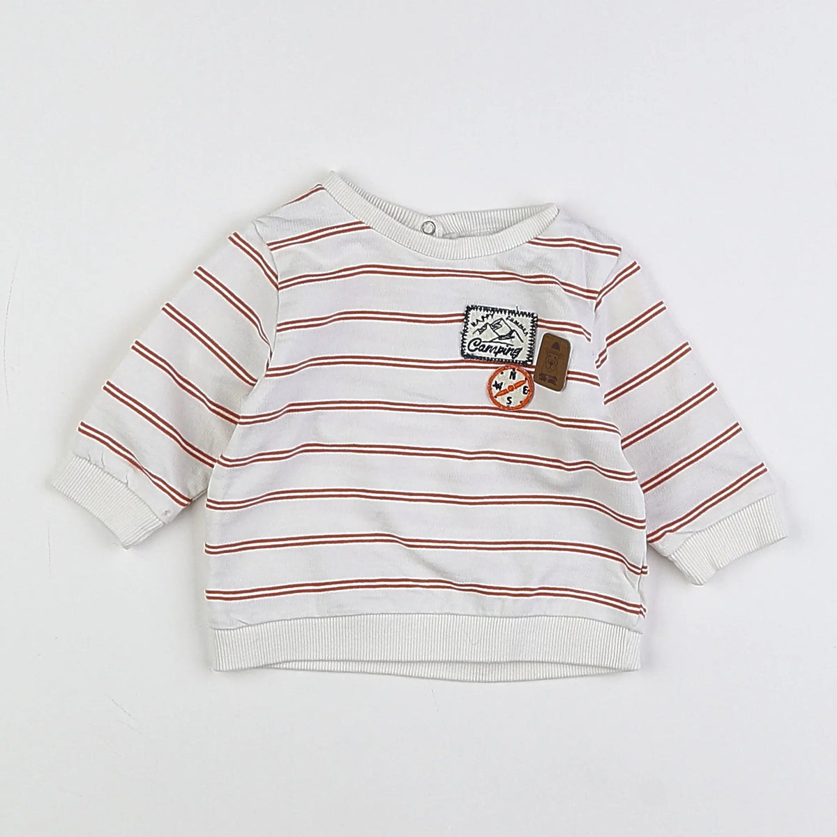 Vertbaudet - sweat blanc, marron - 3 mois