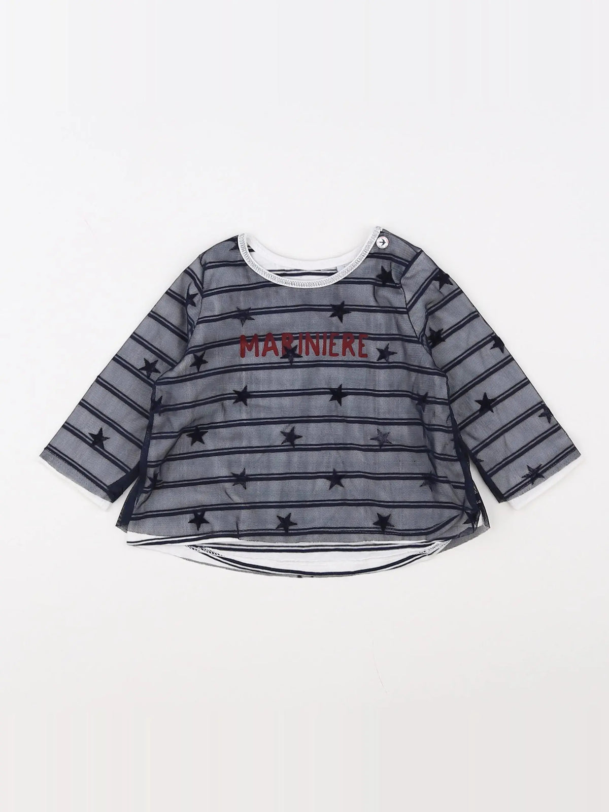 IKKS - tee-shirt blanc, bleu - 6 mois