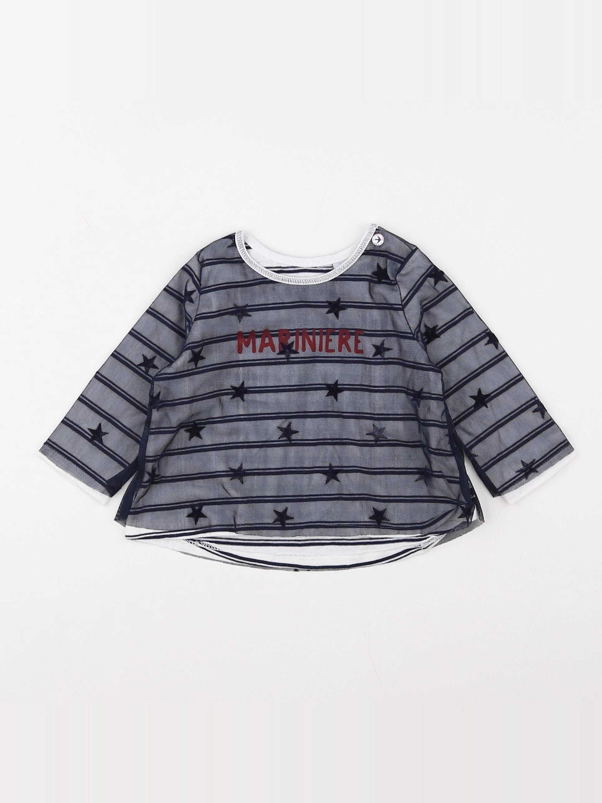 IKKS - tee-shirt blanc, bleu - 6 mois