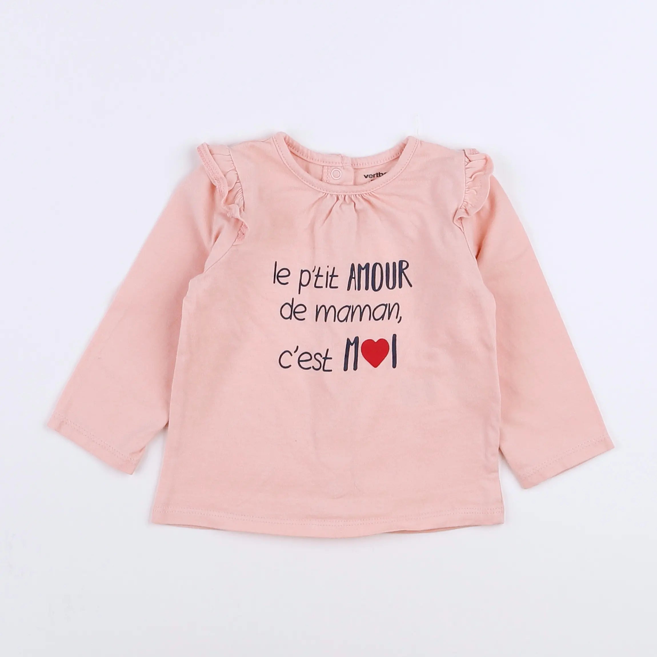 Vertbaudet - tee-shirt rose - 9 mois