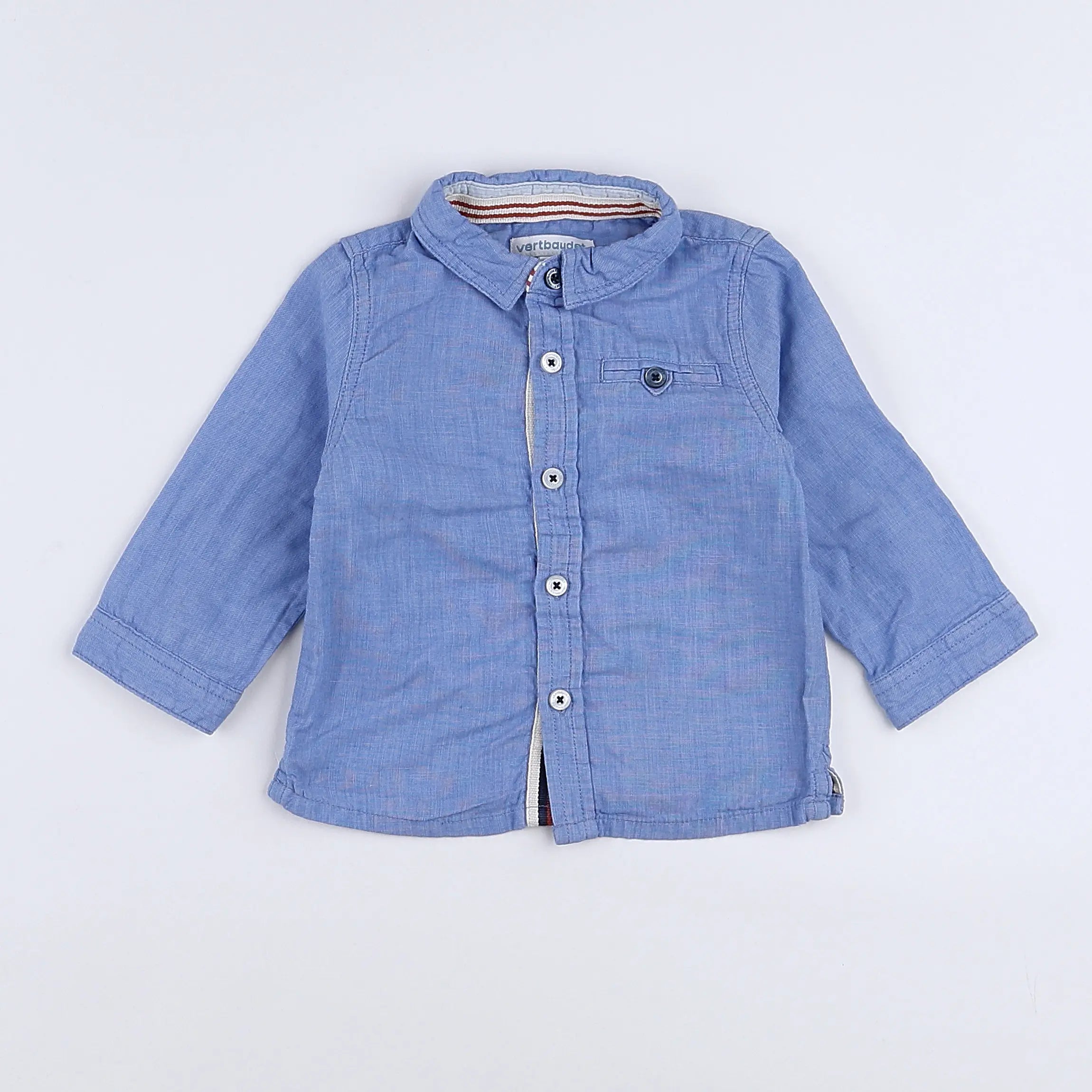 Vertbaudet - chemise bleu - 12 mois