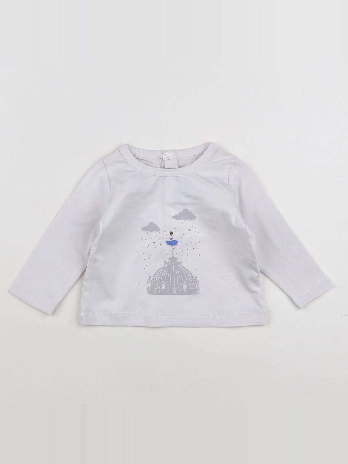 Jacadi - tee-shirt blanc, gris - 6 mois