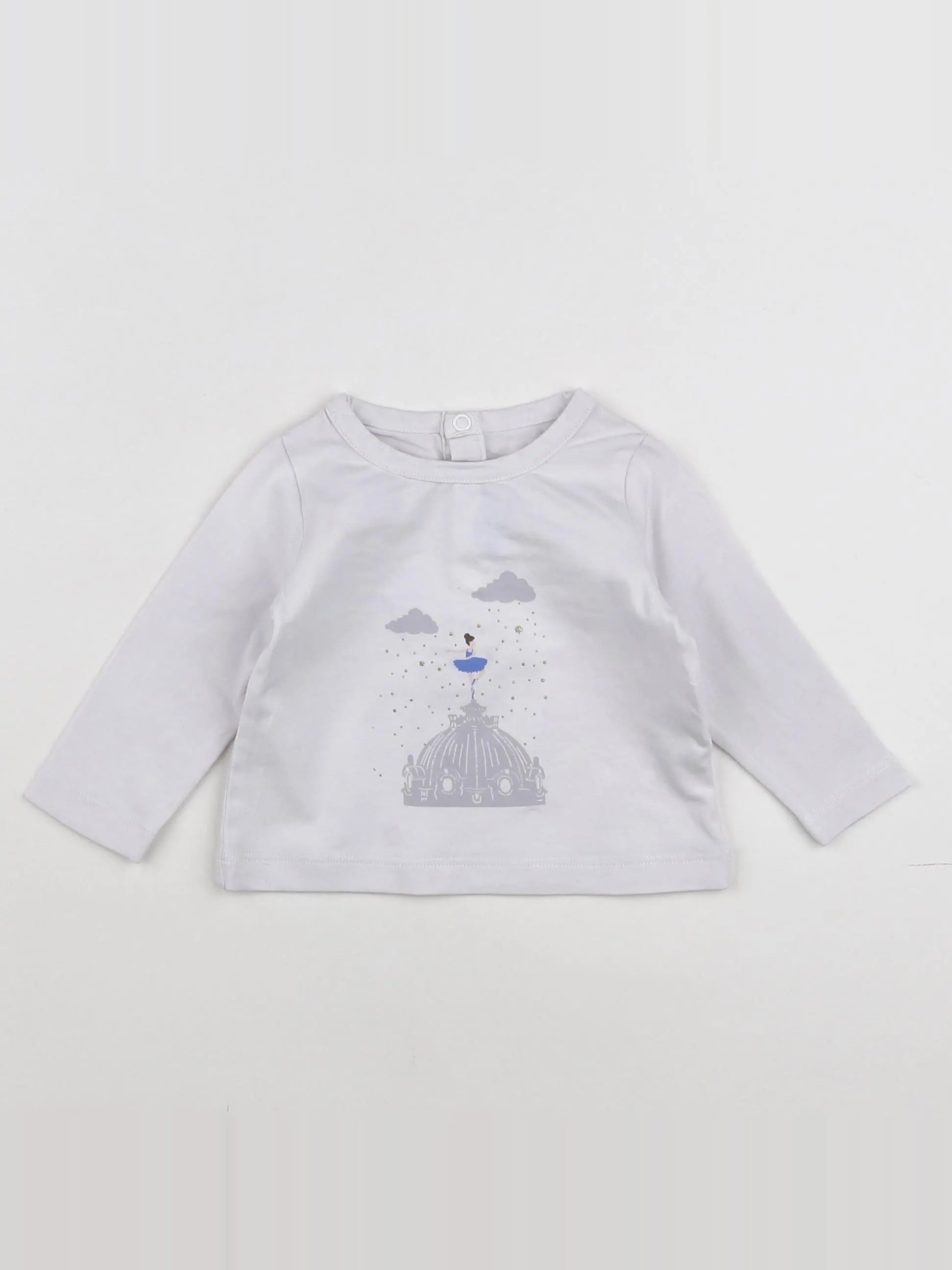 Jacadi - tee-shirt blanc, gris - 6 mois