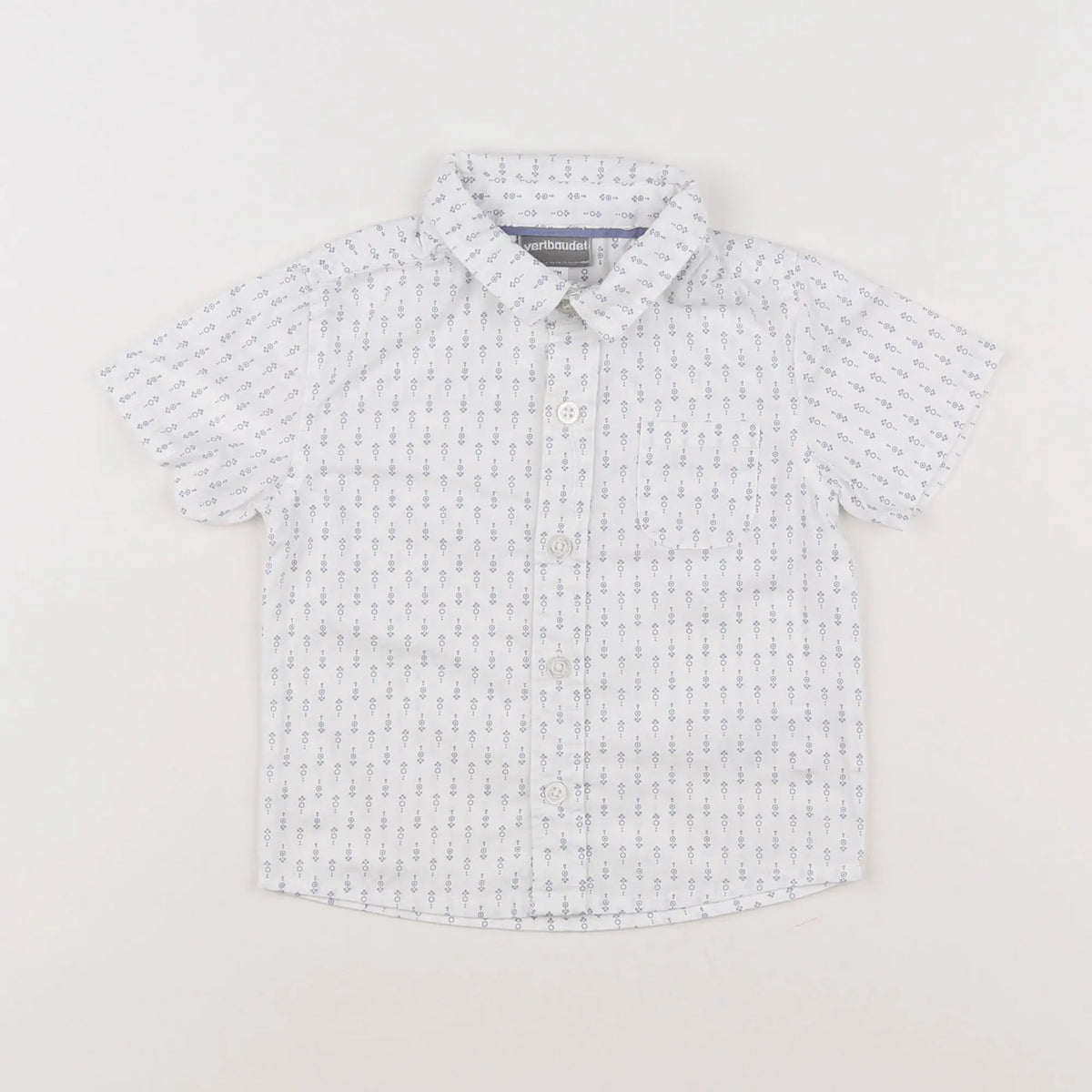 Vertbaudet - chemise blanc, bleu - 12 mois