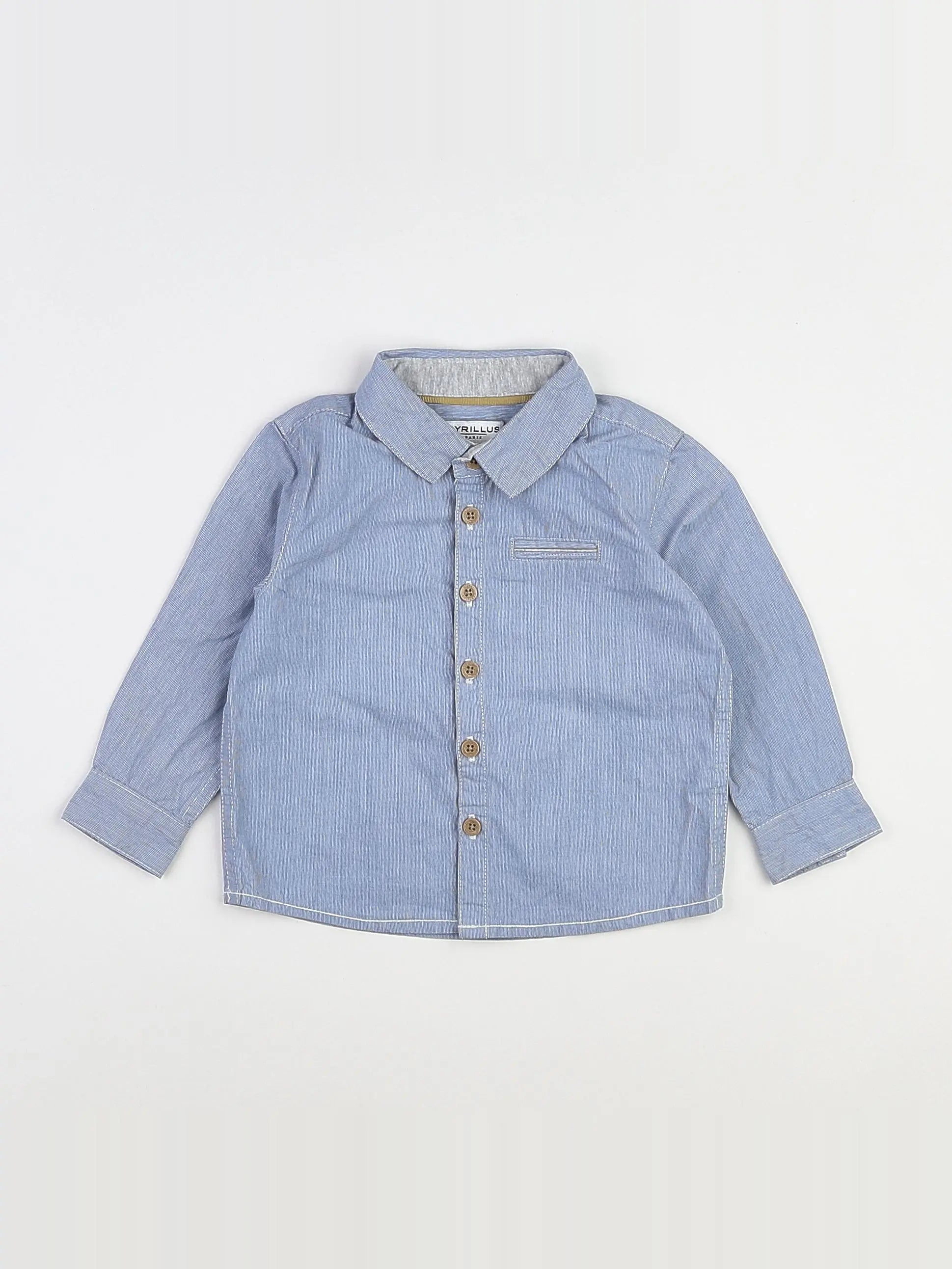 Cyrillus - chemise imprimé au dos blanc, bleu - 9 mois