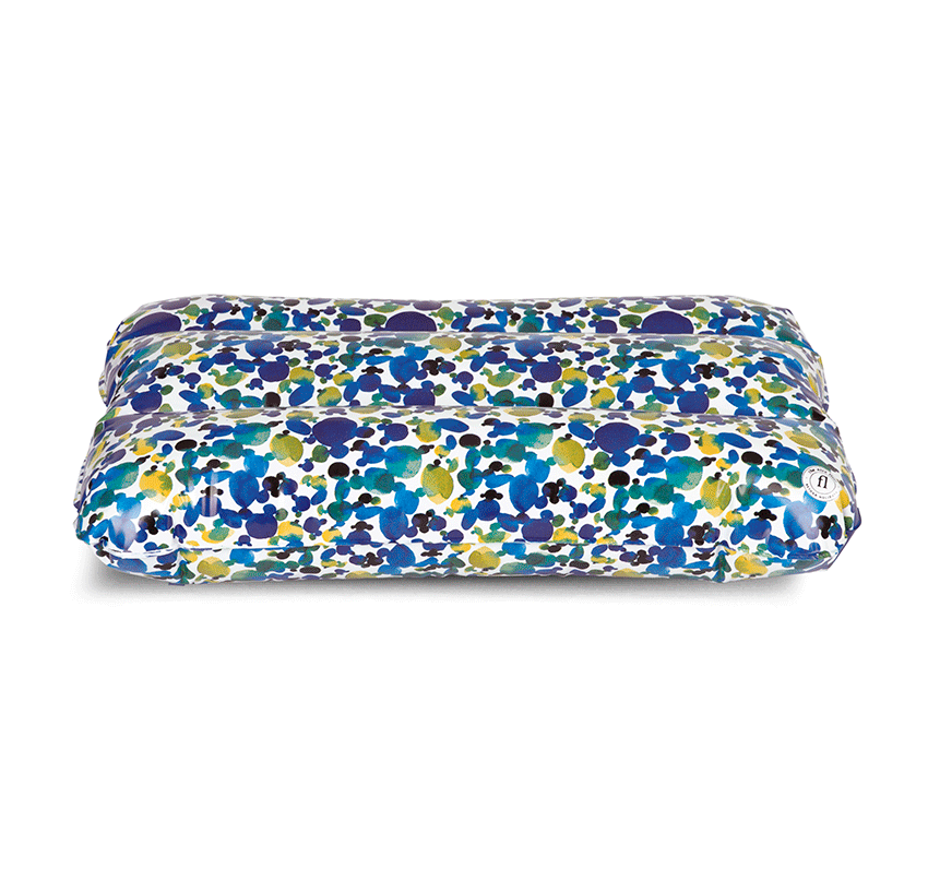 Coussin de plage gonflable FORMENTERA  bleu motif aquarellé - THE NICE FLEET