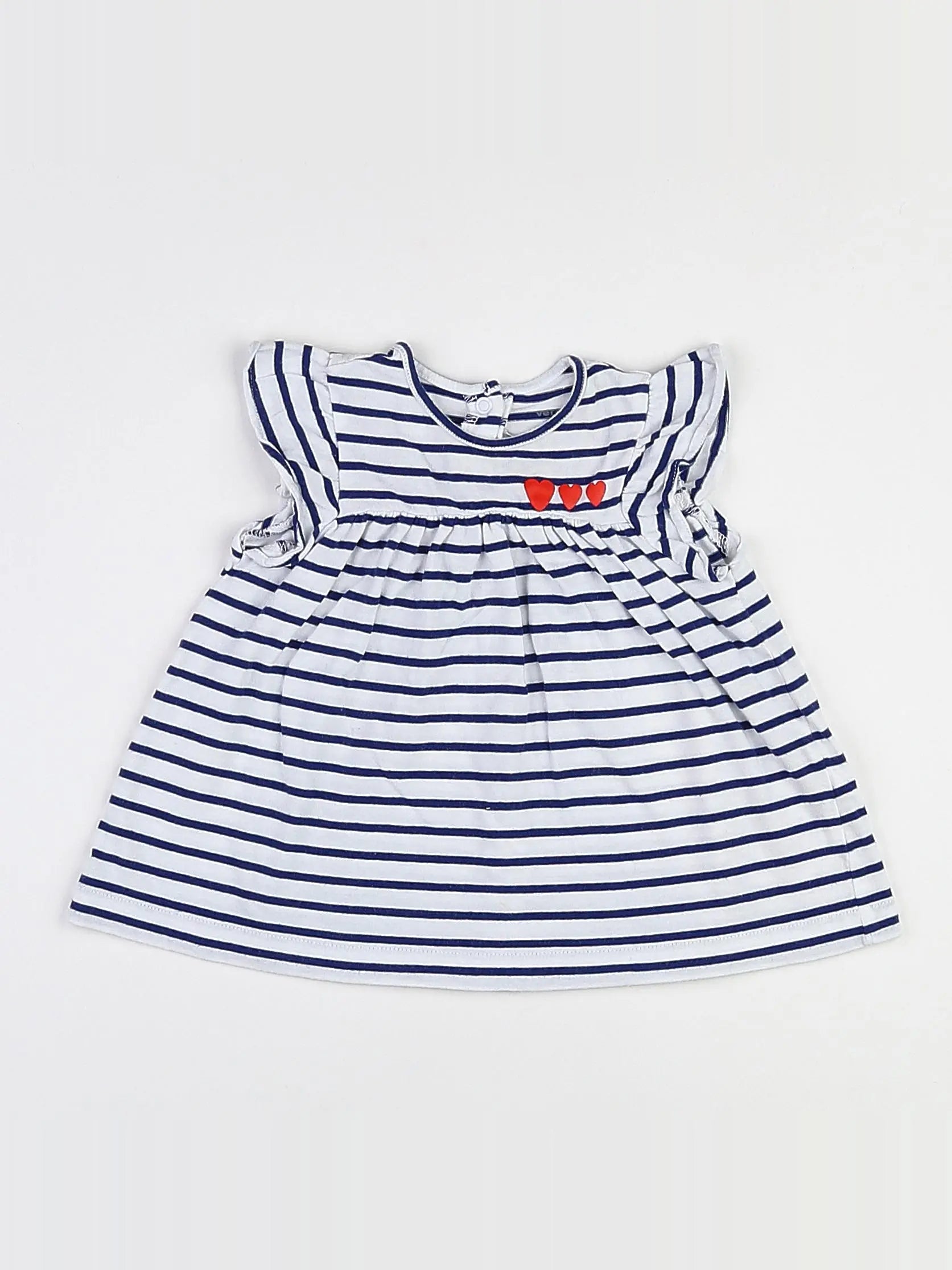 Vertbaudet - robe blanc, bleu - 3 mois