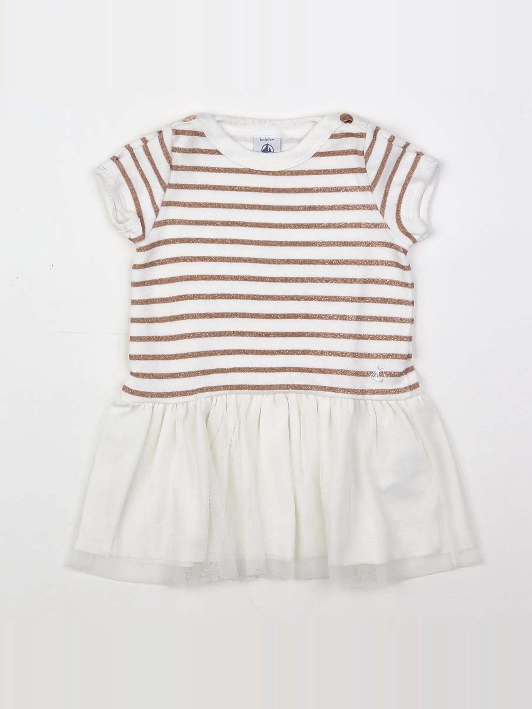 Petit Bateau - robe blanc, bronze - 6 mois