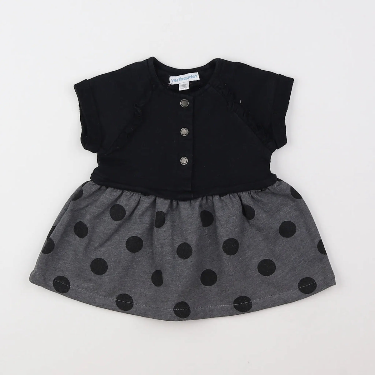 Vertbaudet - robe gris, noir - 3 mois