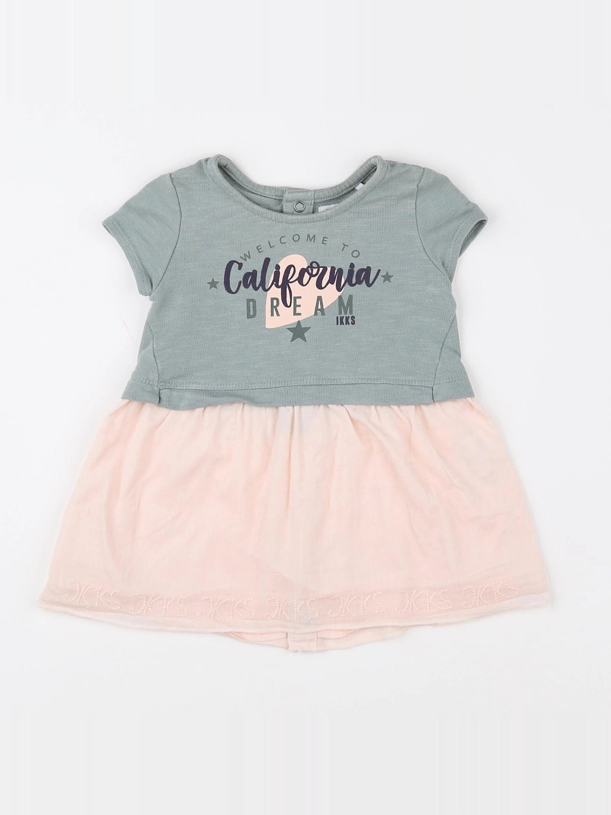 IKKS - robe vert, rose - 6 mois