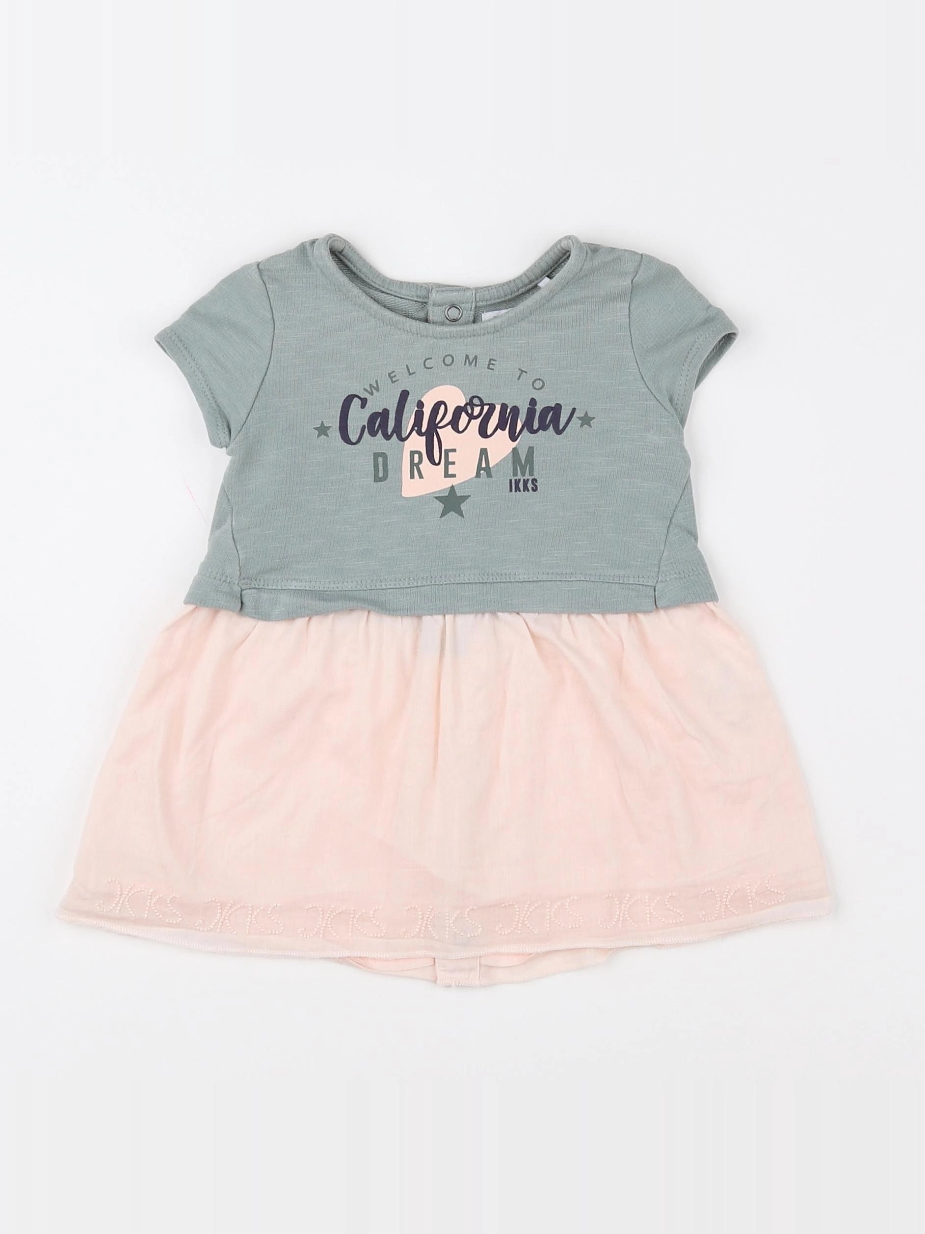 IKKS - robe vert, rose - 6 mois