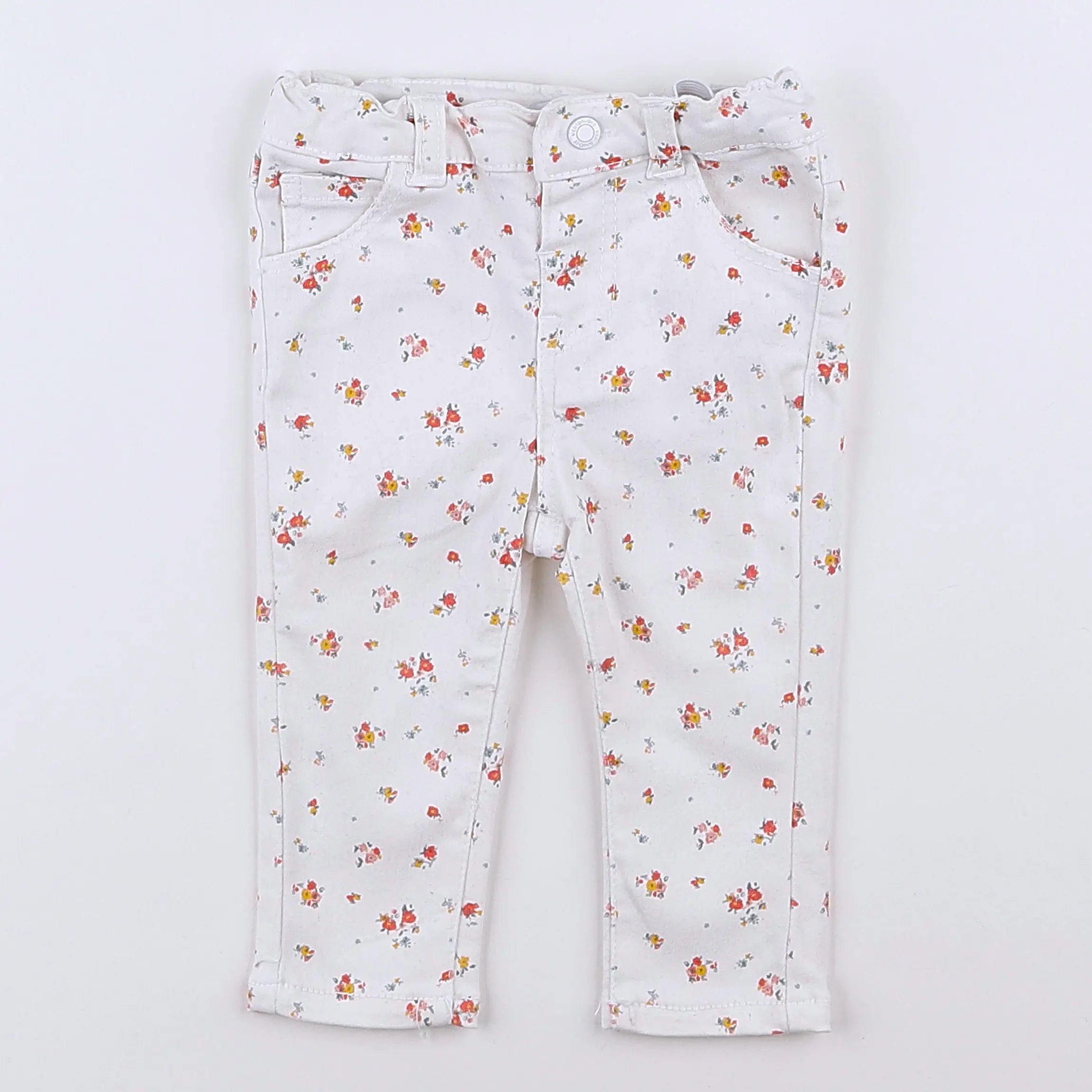 Vertbaudet - jean blanc, multicolore - 9 mois