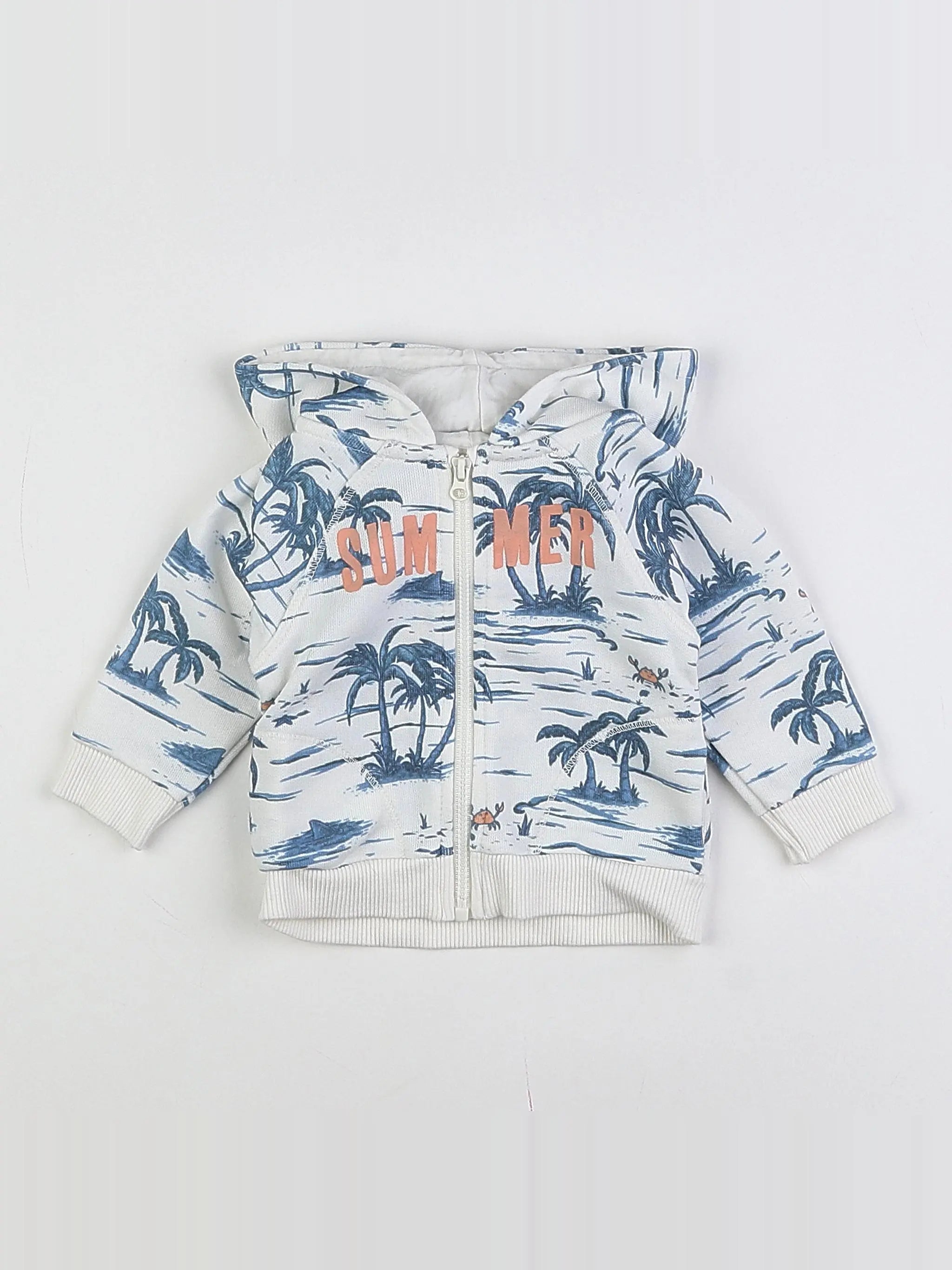 Tape à l'oeil - sweat blanc, bleu - 3 mois