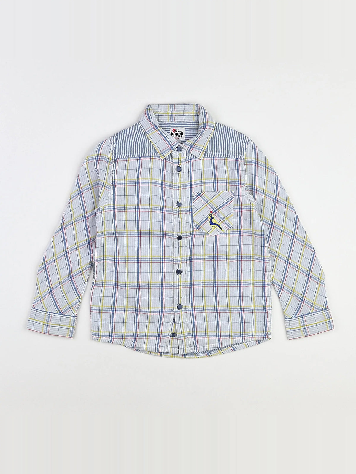 Lucas du Tertre - chemise blanc, bleu - 5/6 ans