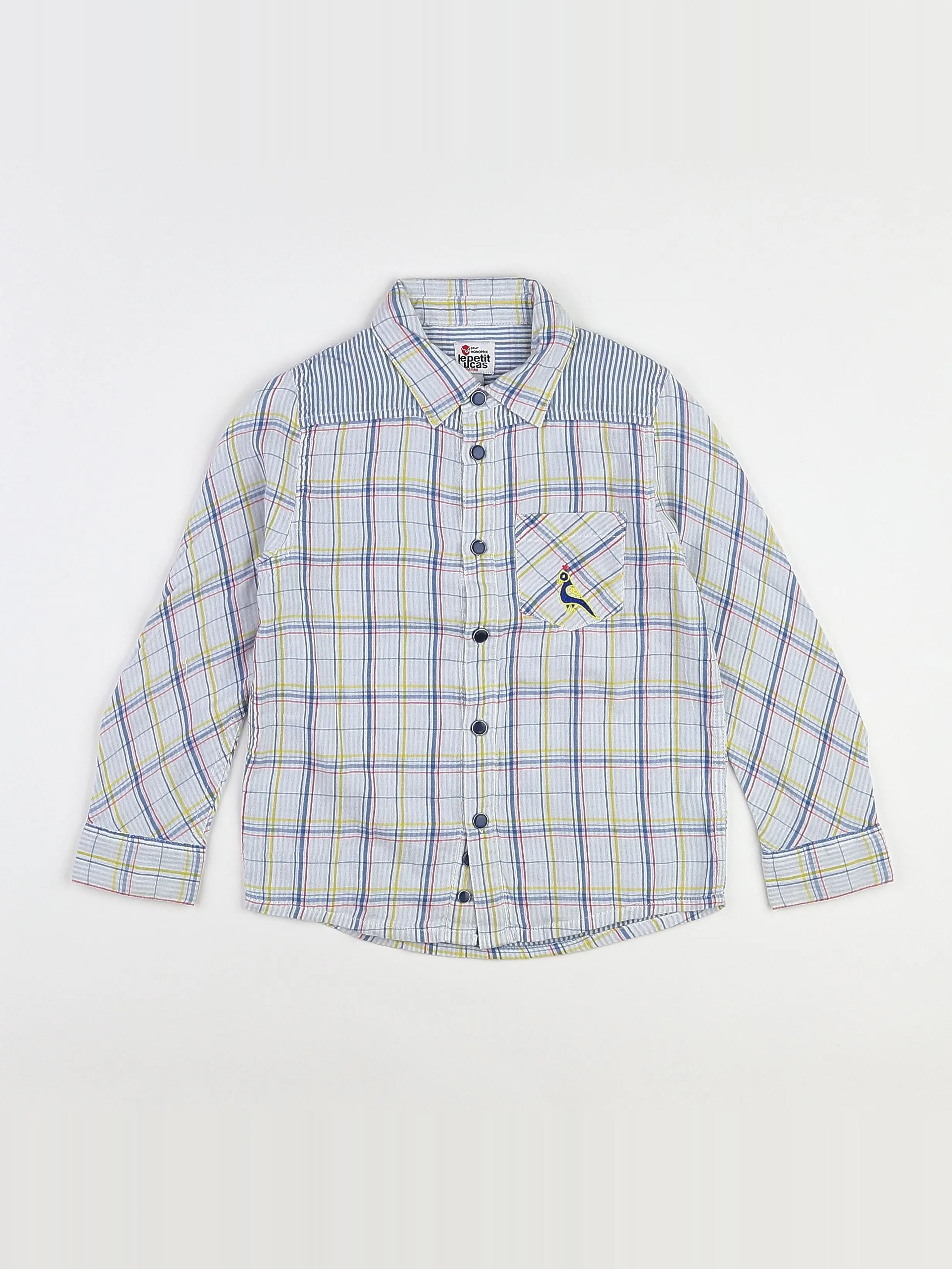 Lucas du Tertre - chemise blanc, bleu - 5/6 ans