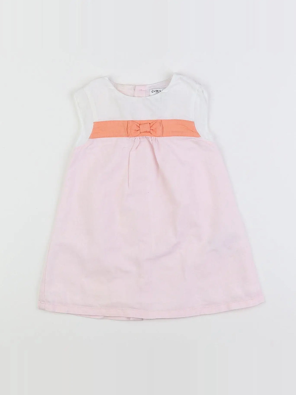 Cyrillus - robe blanc, rose - 12 mois