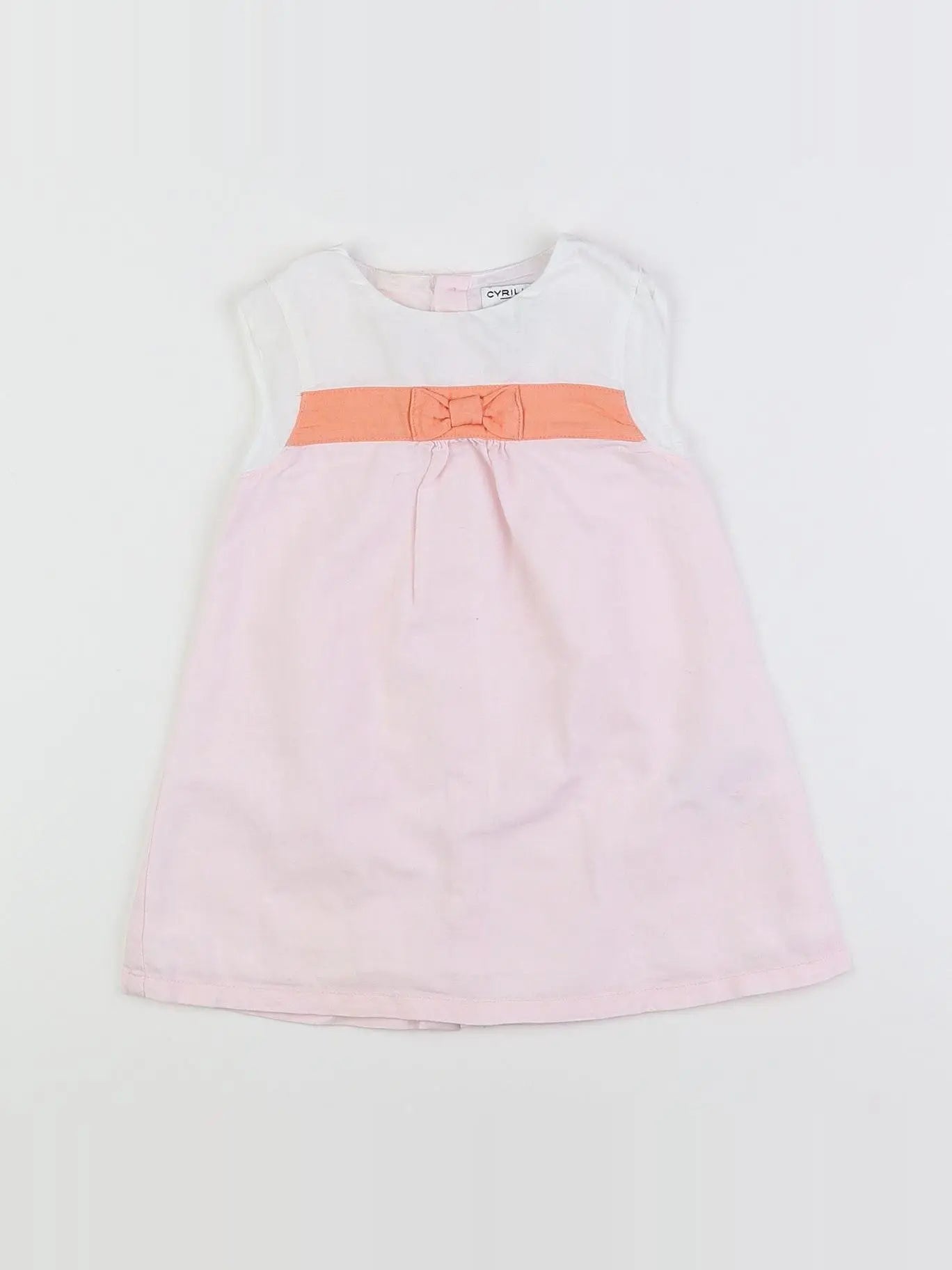 Cyrillus - robe blanc, rose - 12 mois