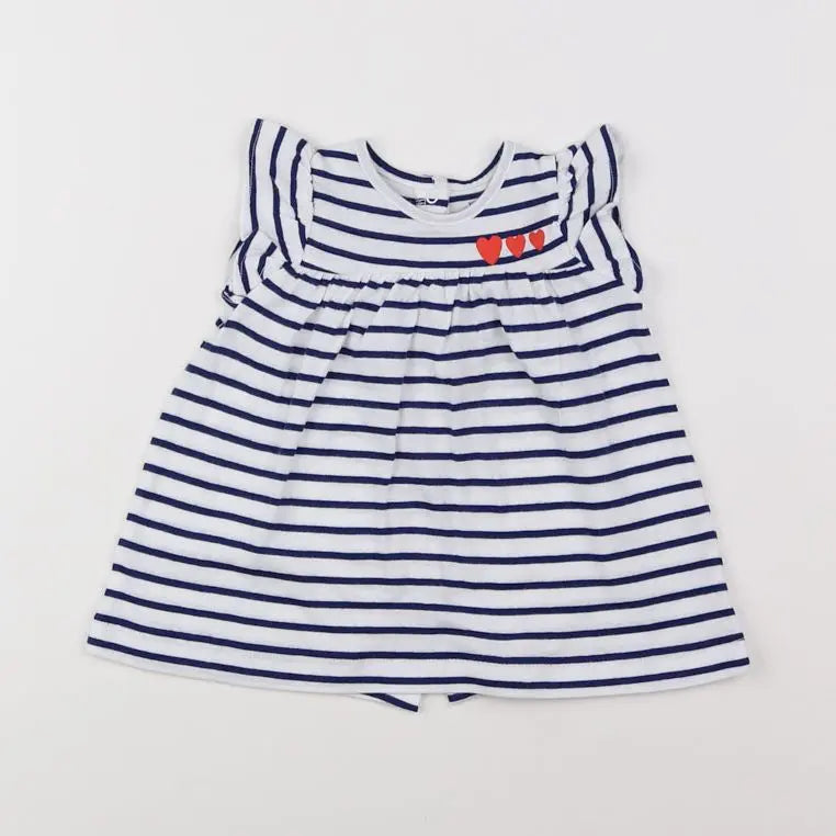 Vertbaudet - robe blanc, bleu - 3 mois