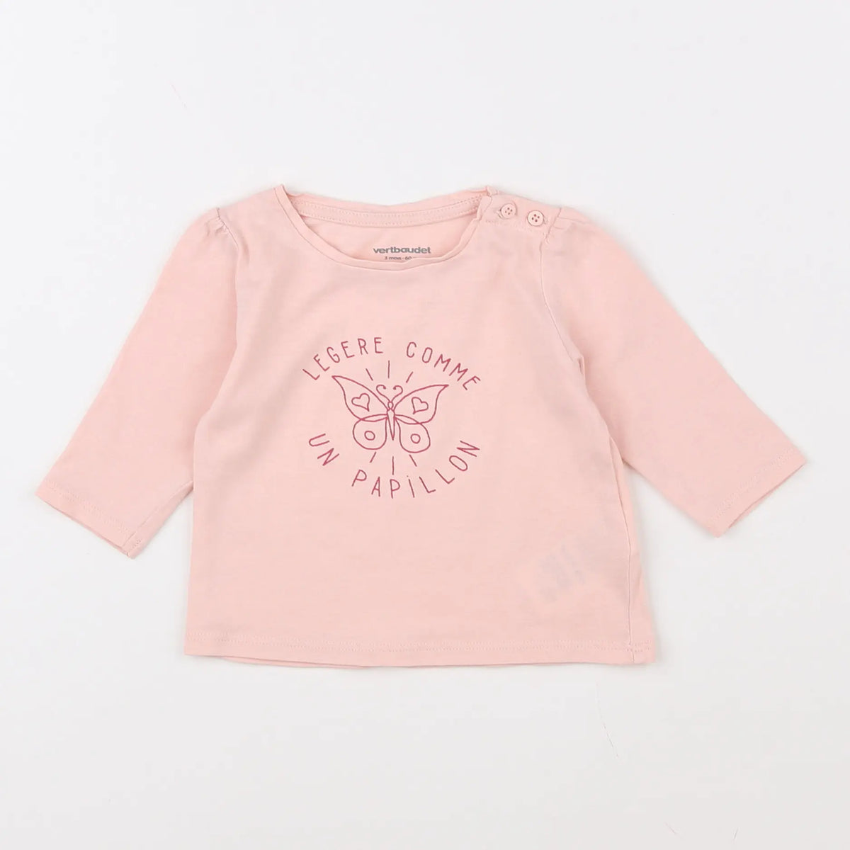 Vertbaudet - tee-shirt rose - 3 mois